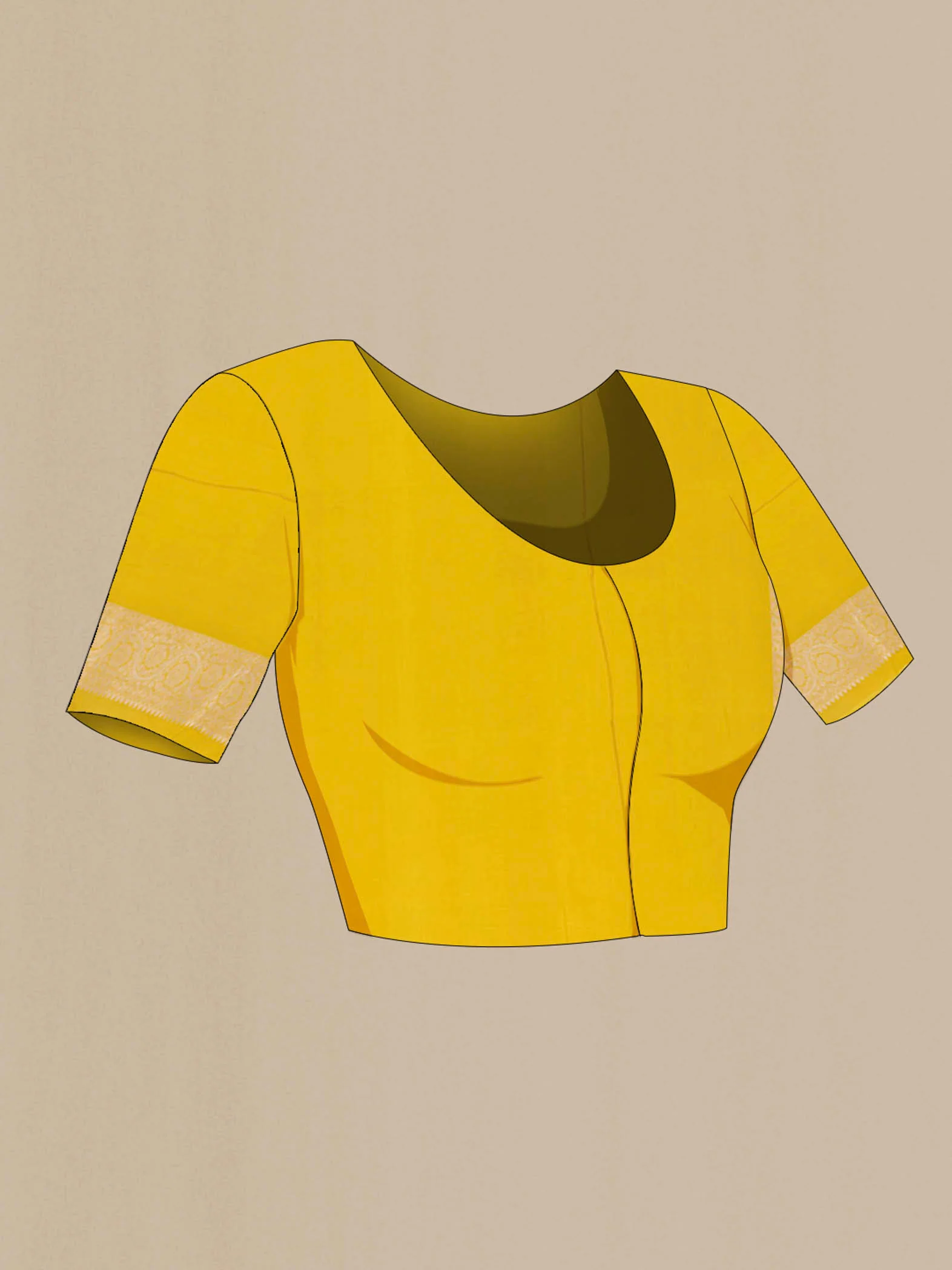 Yellow Banarasi Silk Saree - Image 2