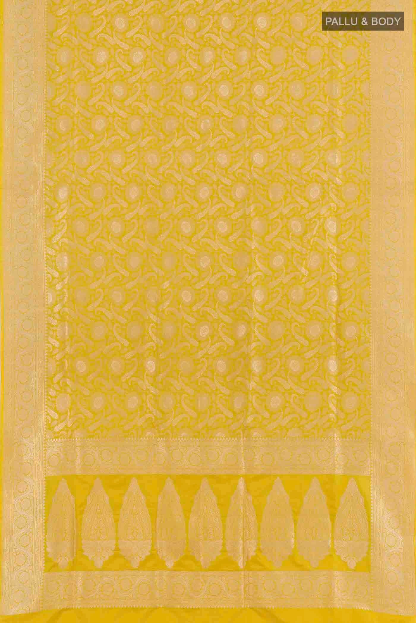 Yellow Banarasi Silk Saree - Image 3