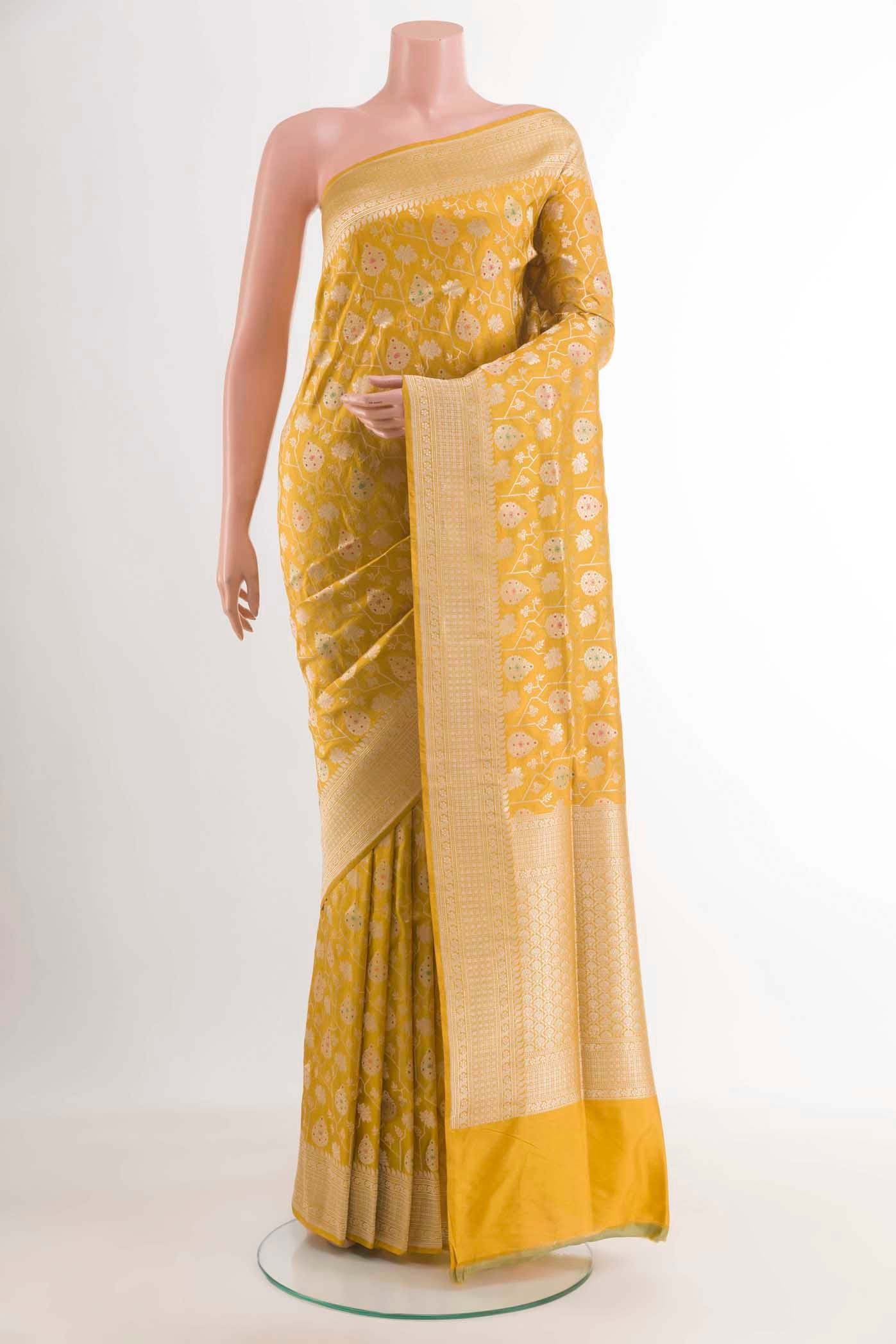 Yellow Banarasi Silk Saree