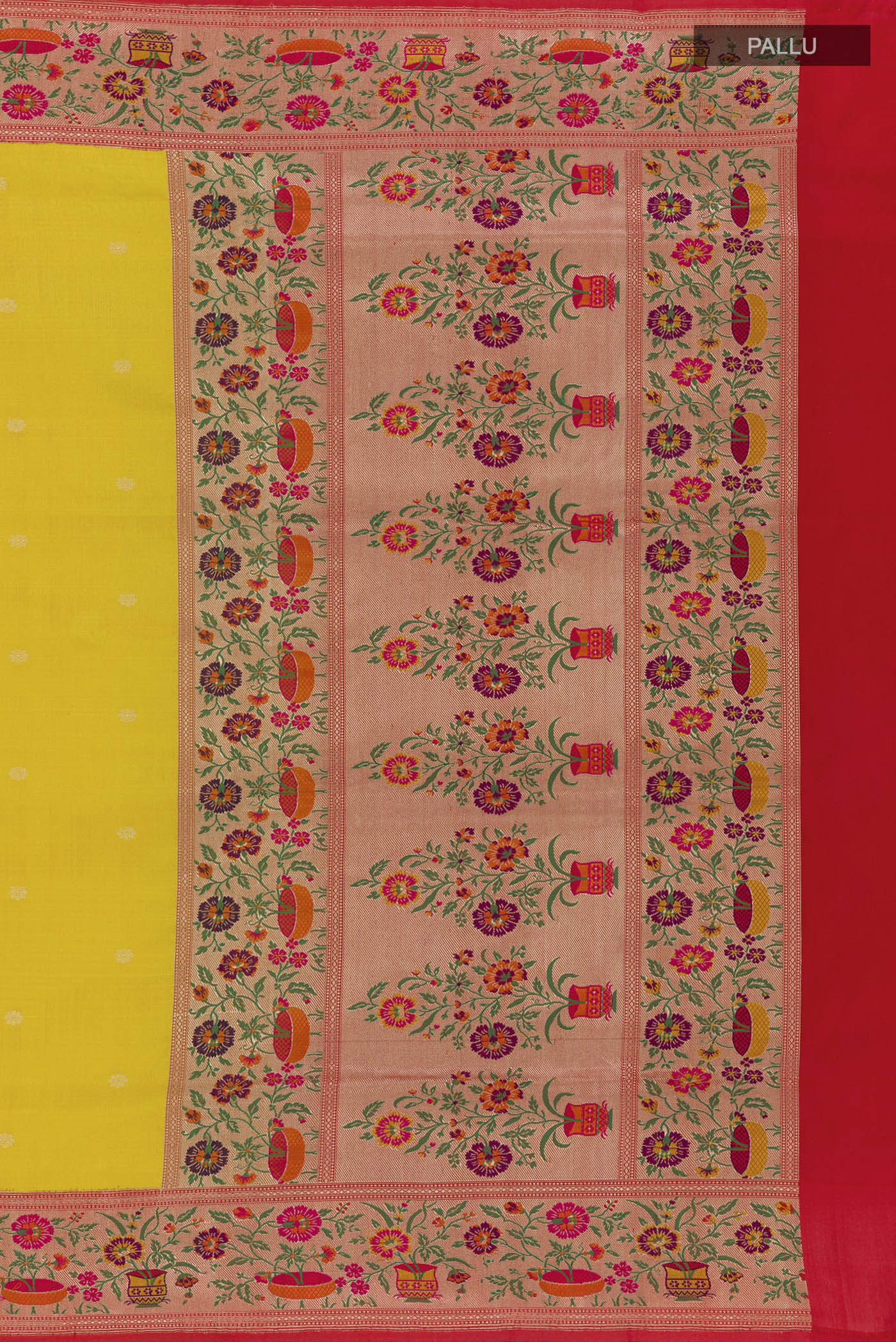 Yellow Banarasi Silk Saree - Image 6