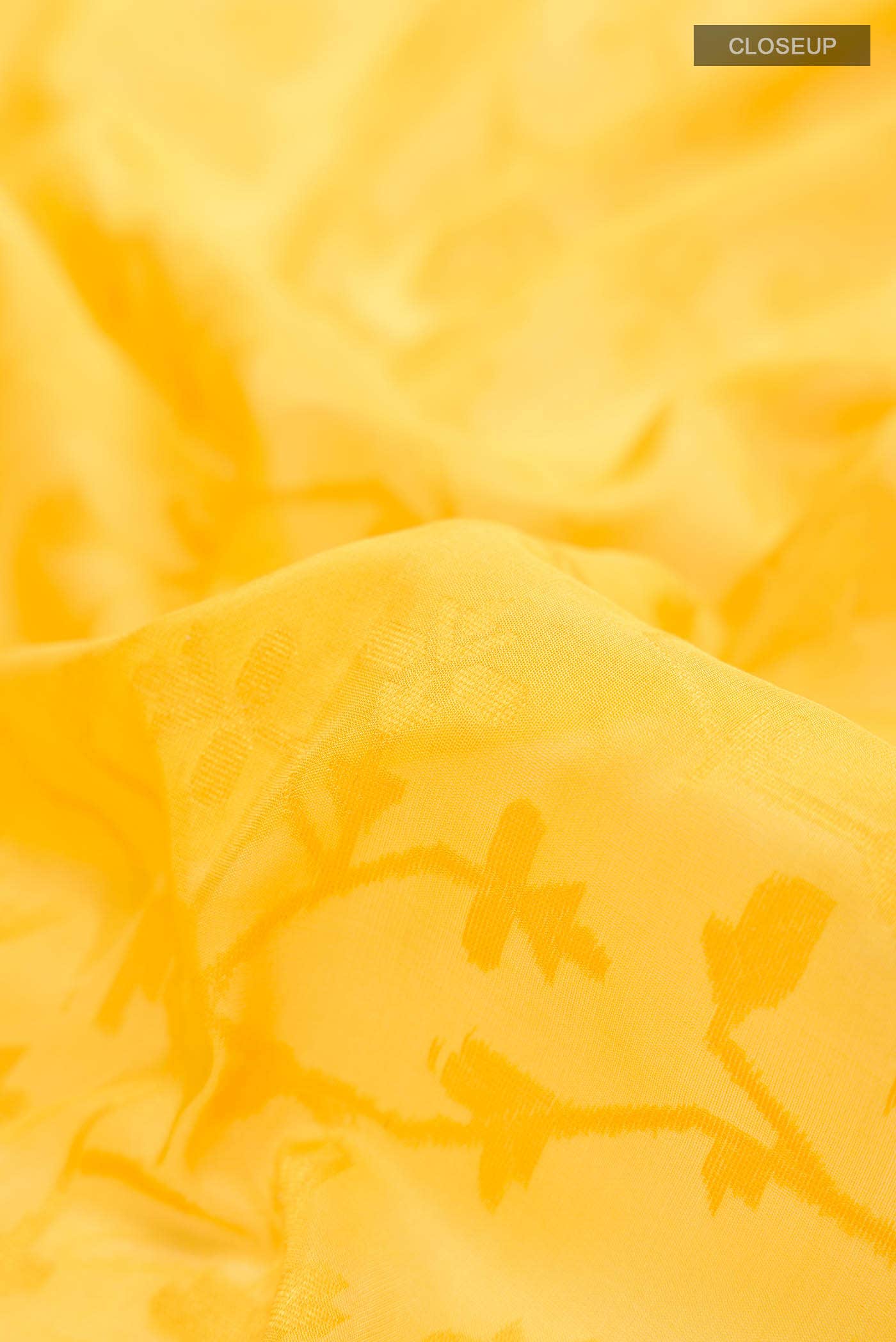 Yellow Banarasi Silk Saree - Image 3