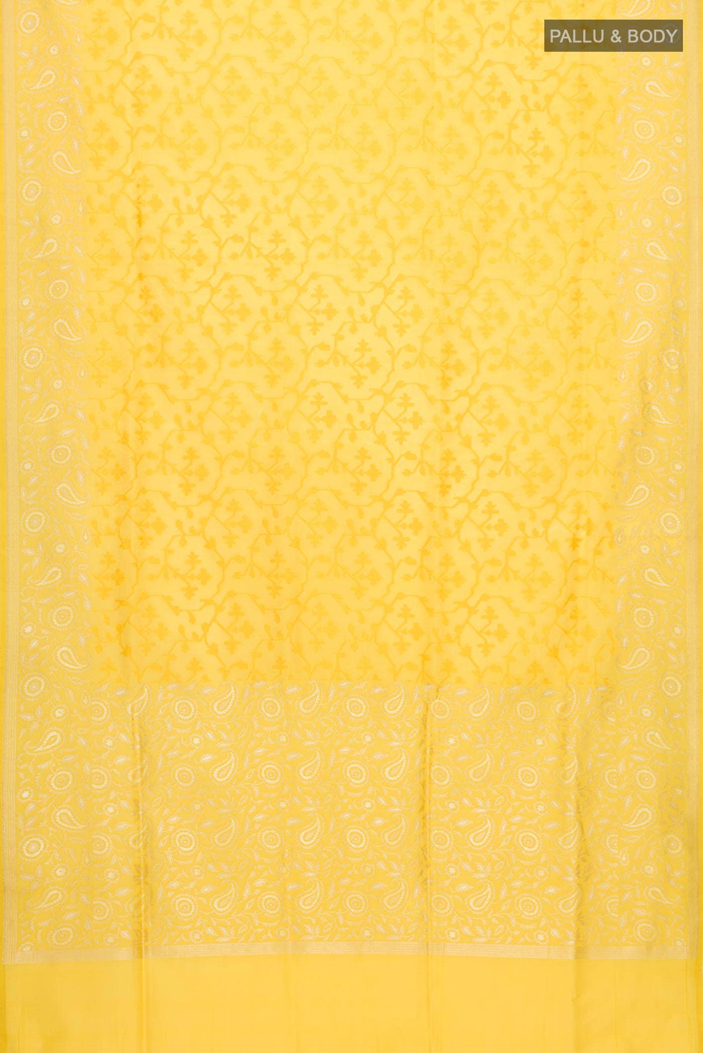 Yellow Banarasi Silk Saree - Image 4