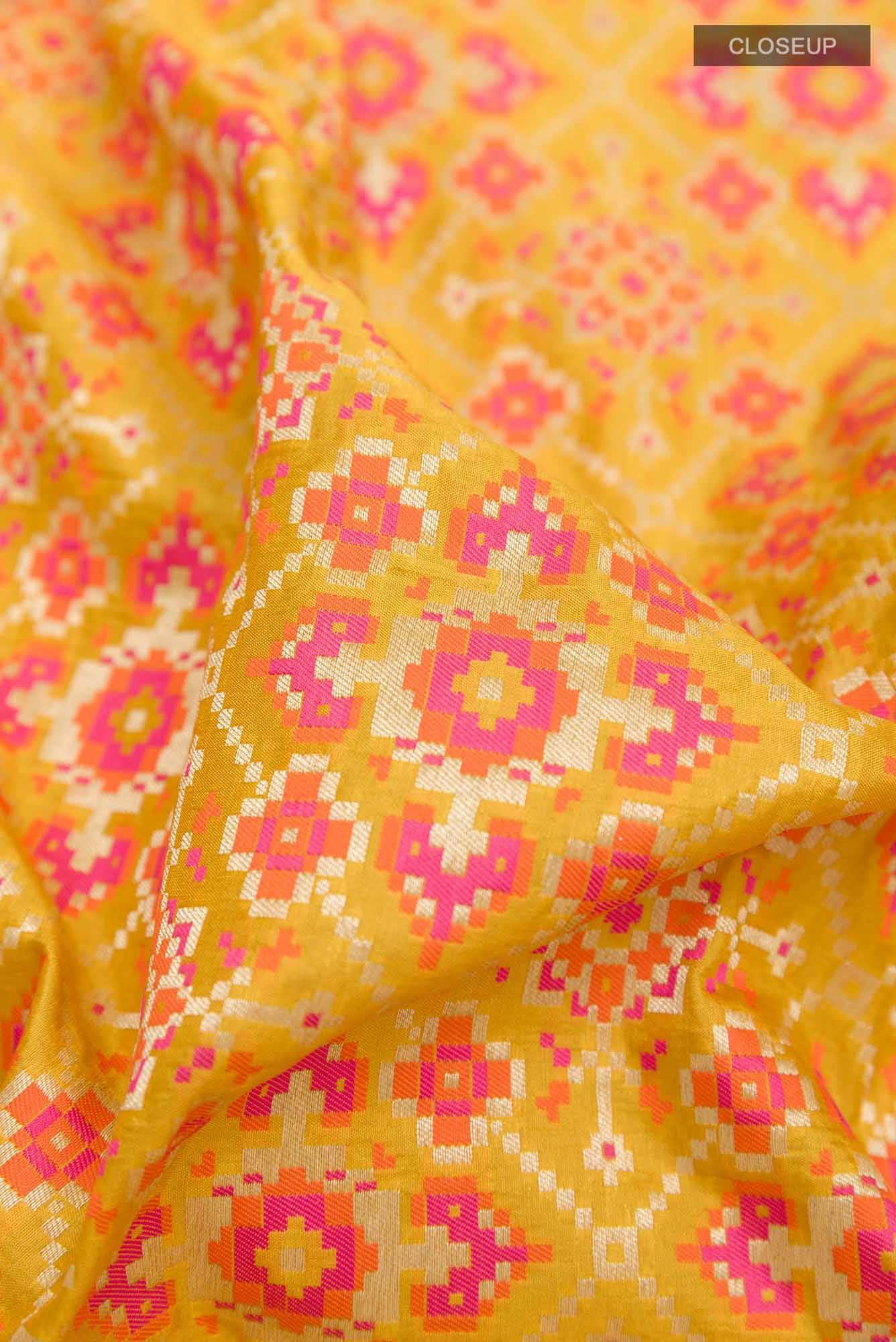 Yellow Banarasi Silk Saree - Image 3