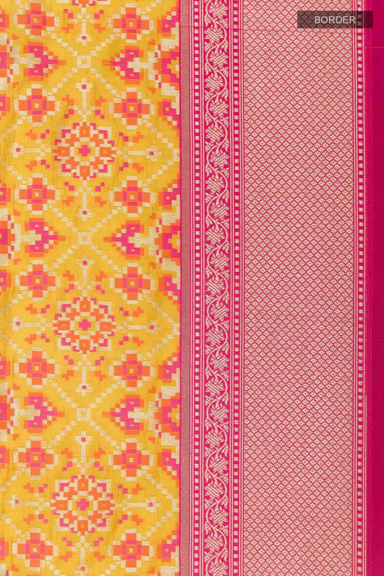 Yellow Banarasi Silk Saree - Image 5