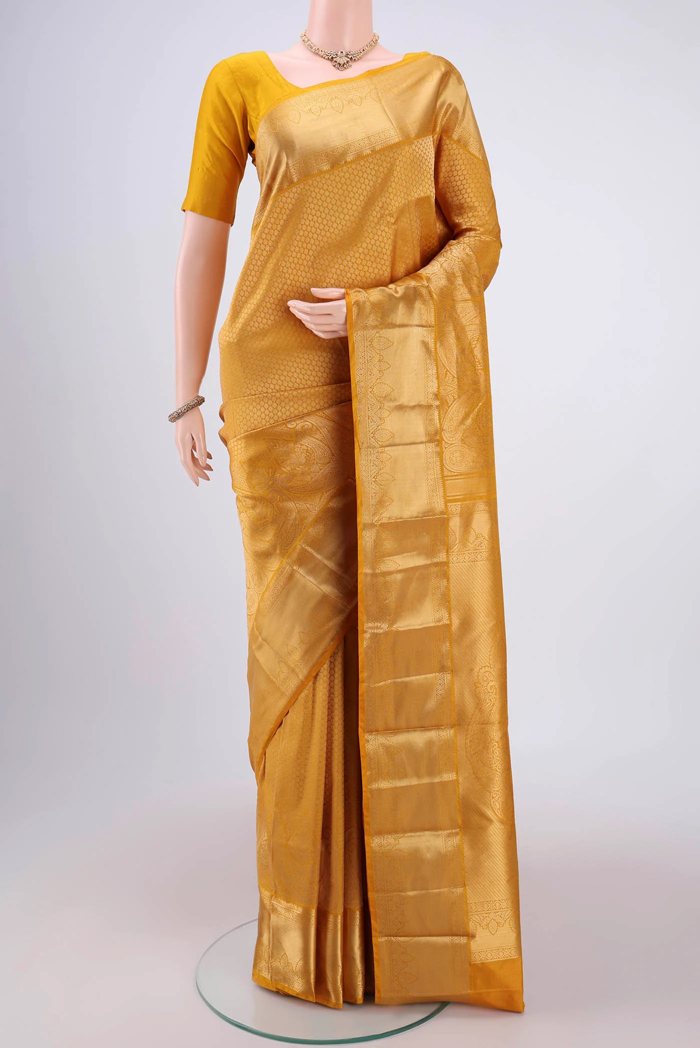 Yellow Bangalore Silk Saree
