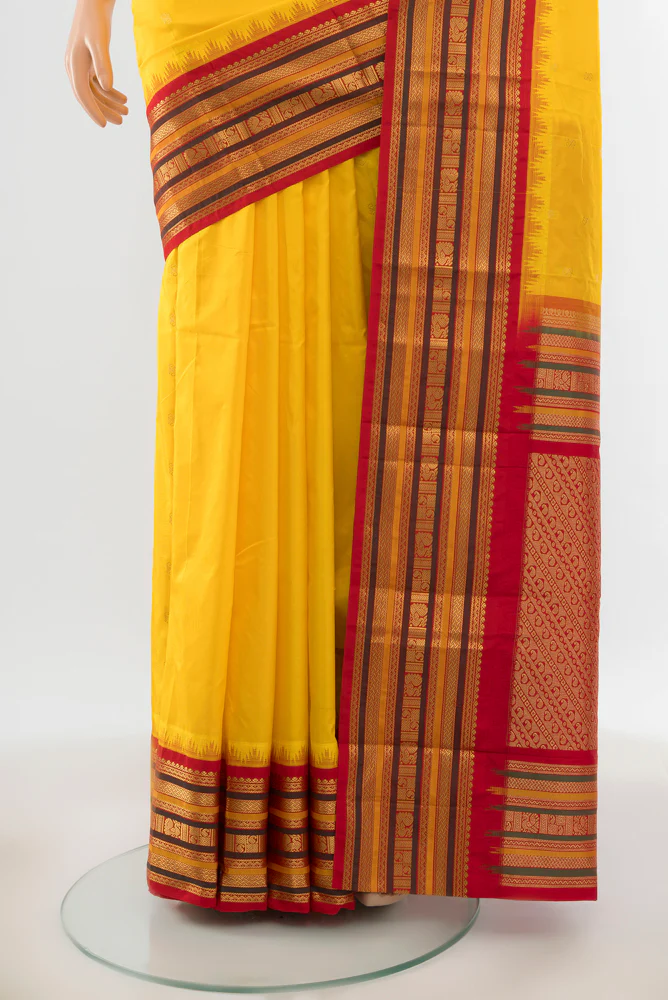 Yellow Bangalore Silk Saree - Image 3
