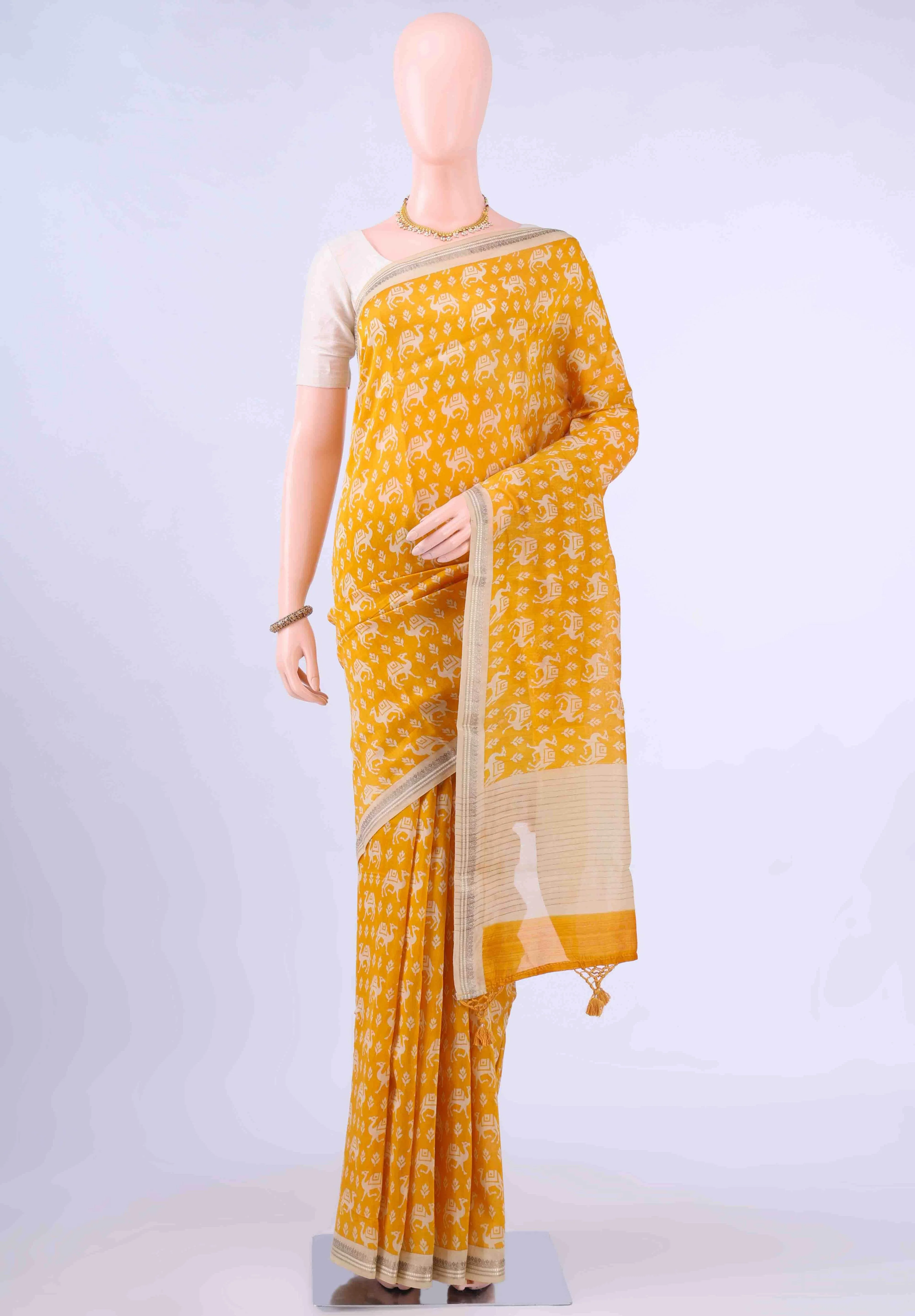 Yellow Bengal Cotton - Tangail Saree