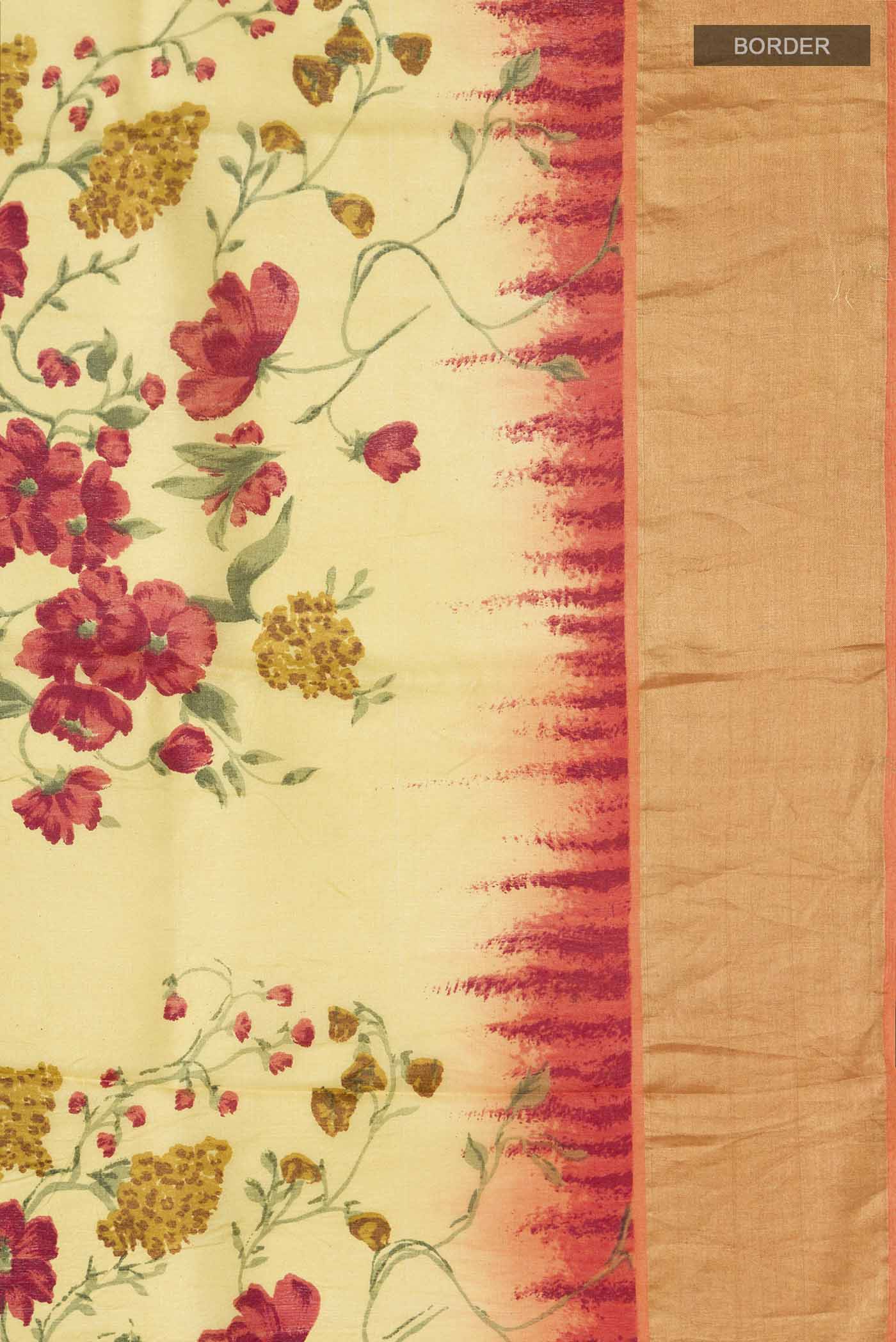 Yellow Bhagalpuri Tussar Silk Saree - Image 3
