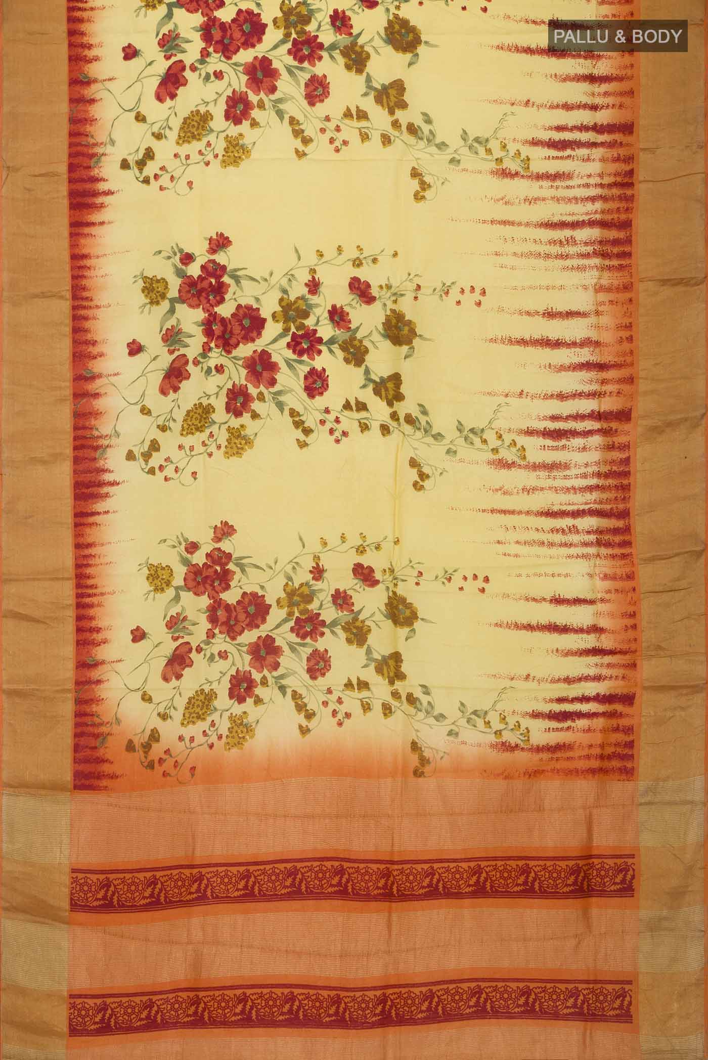 Yellow Bhagalpuri Tussar Silk Saree - Image 5