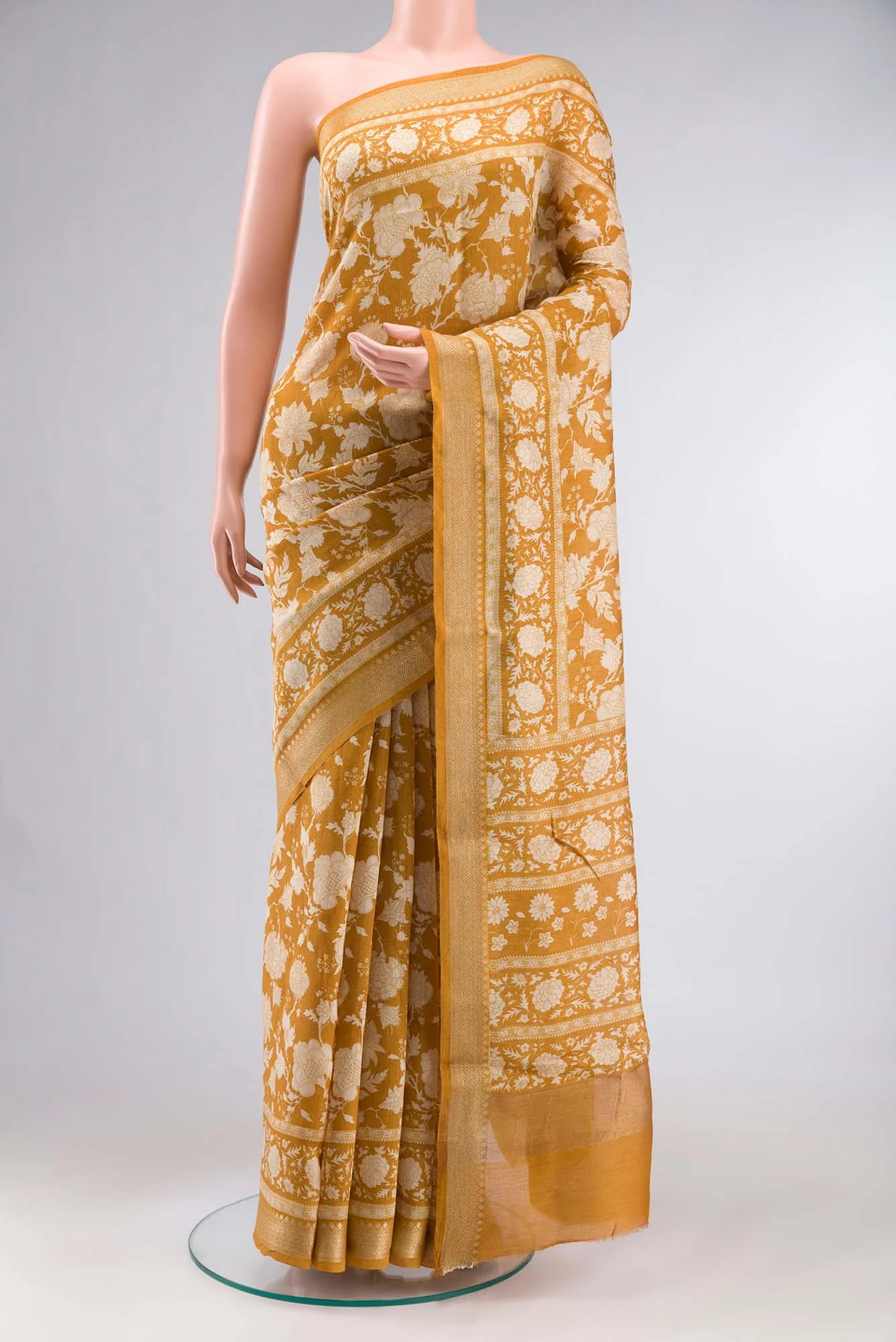 Mustard Bhagalpuri Tussar Silk Saree
