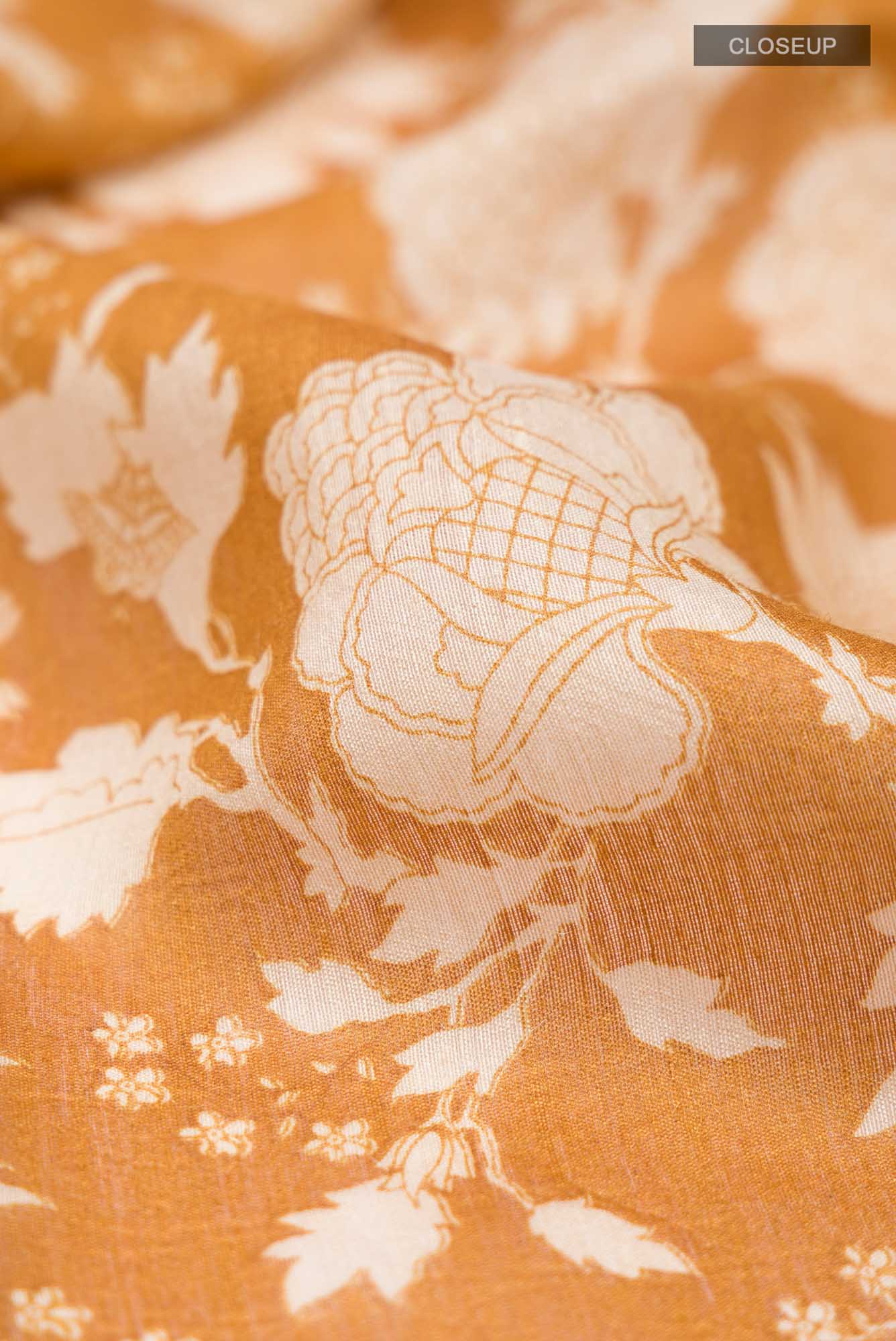 Mustard Bhagalpuri Tussar Silk Saree - Image 2