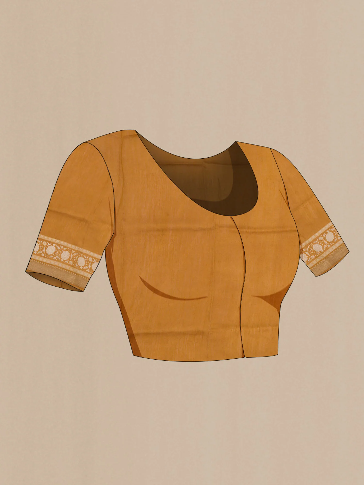Mustard Bhagalpuri Tussar Silk Saree - Image 4
