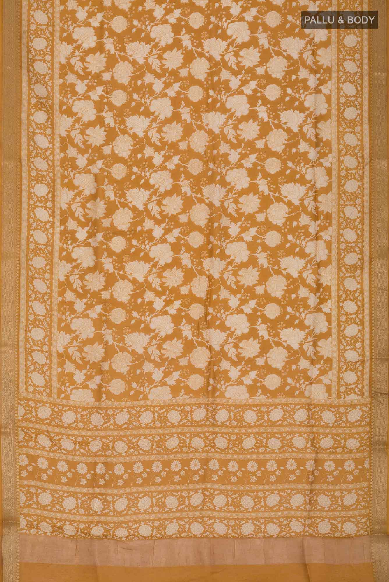 Mustard Bhagalpuri Tussar Silk Saree - Image 5