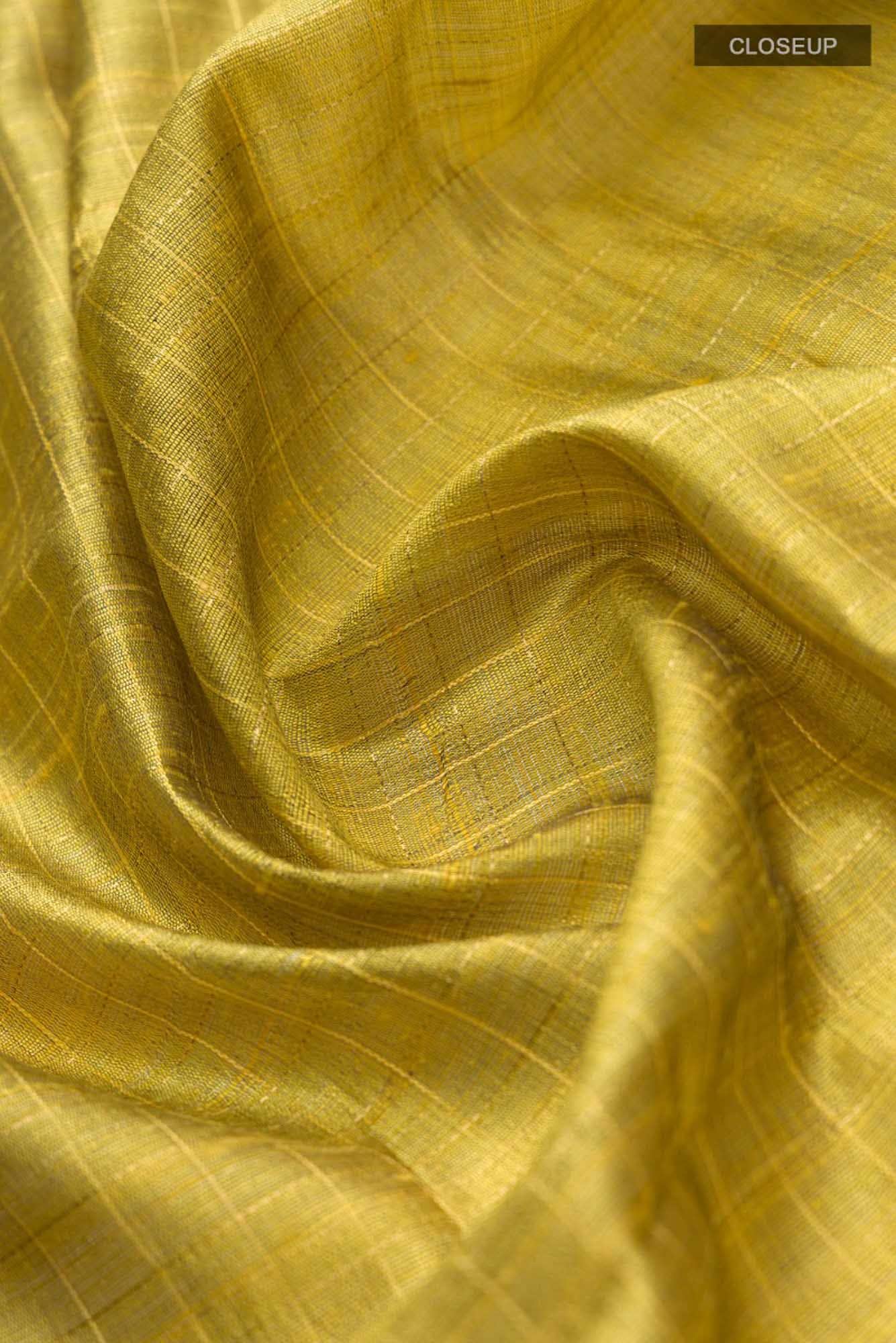Aahana-Yellow Bhagalpuri Tussar Silk Saree - Image 5