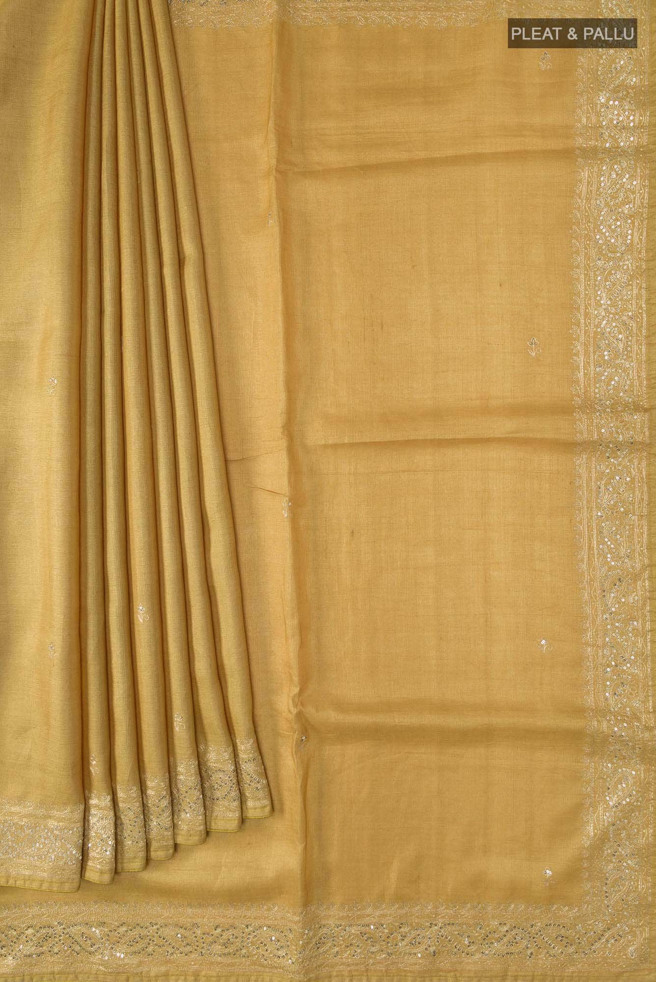 Beige Bhagalpuri Tussar Silk Saree - Image 2
