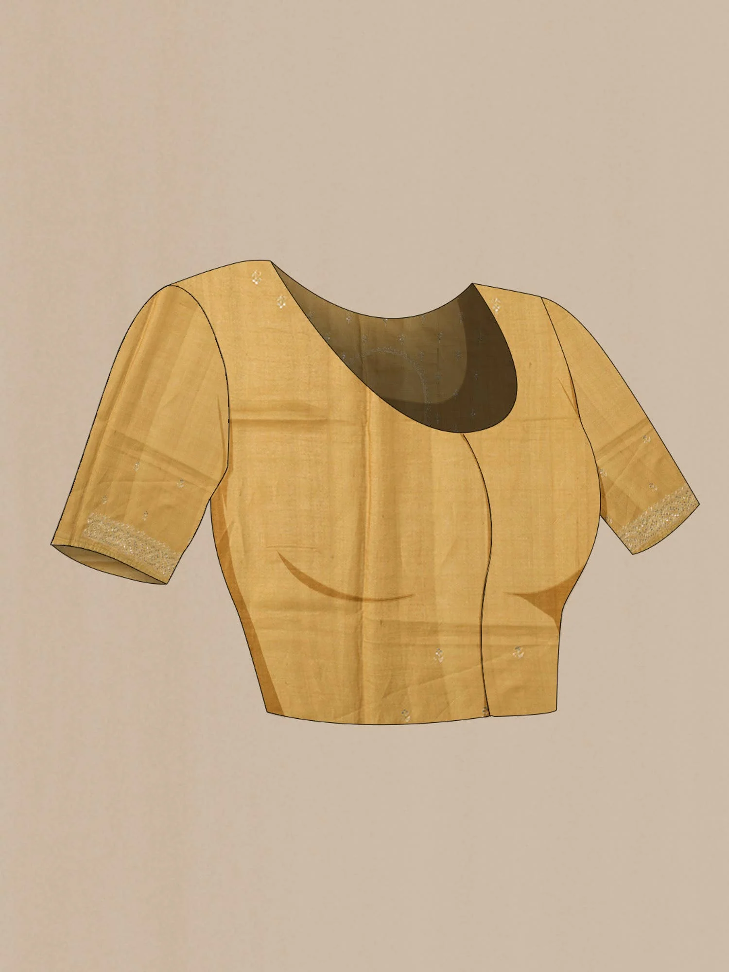 Beige Bhagalpuri Tussar Silk Saree - Image 6