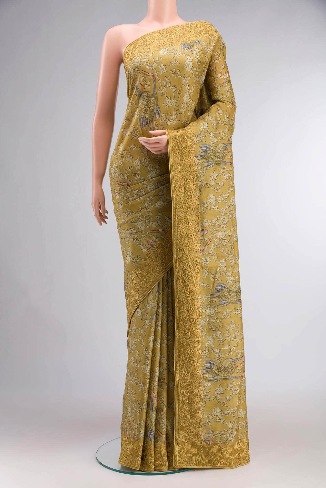 Mustard Bhagalpuri Tussar Silk Saree