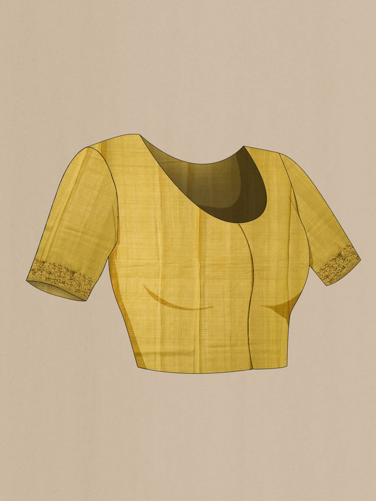 Mustard Bhagalpuri Tussar Silk Saree - Image 5