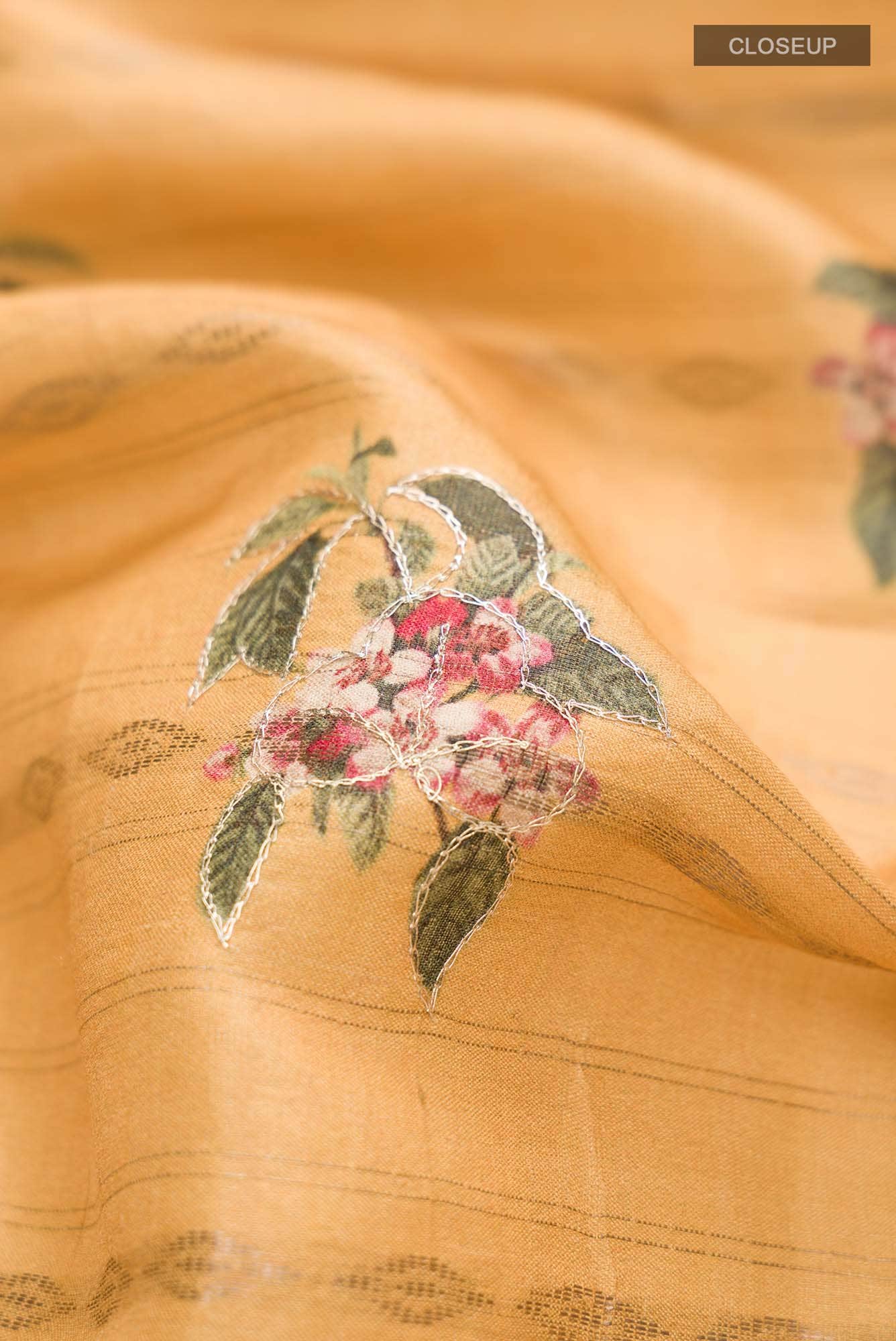 Yellow Bhagalpuri Tussar Silk Saree - Image 3