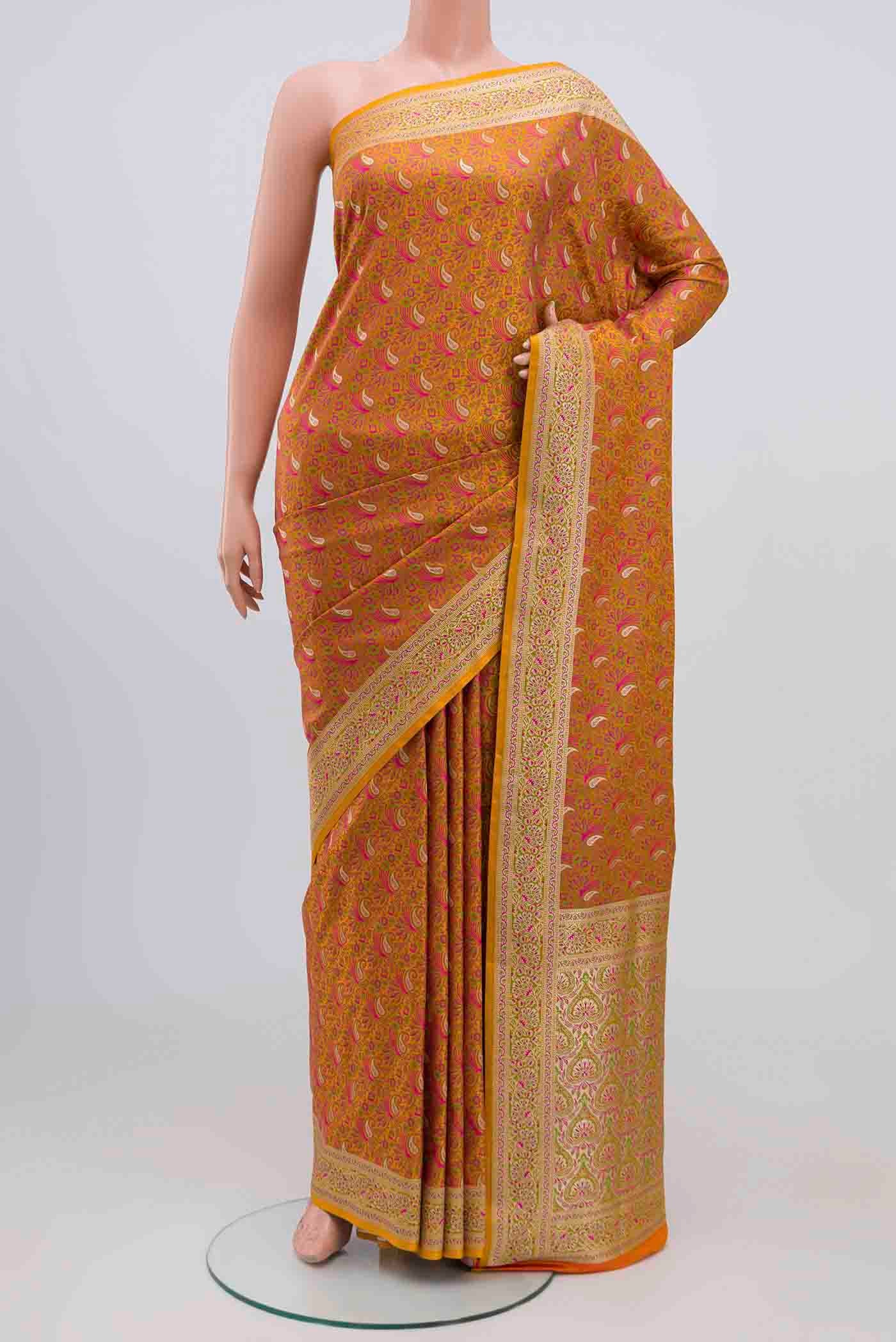 Yellow Blended Banarasi Silk Saree