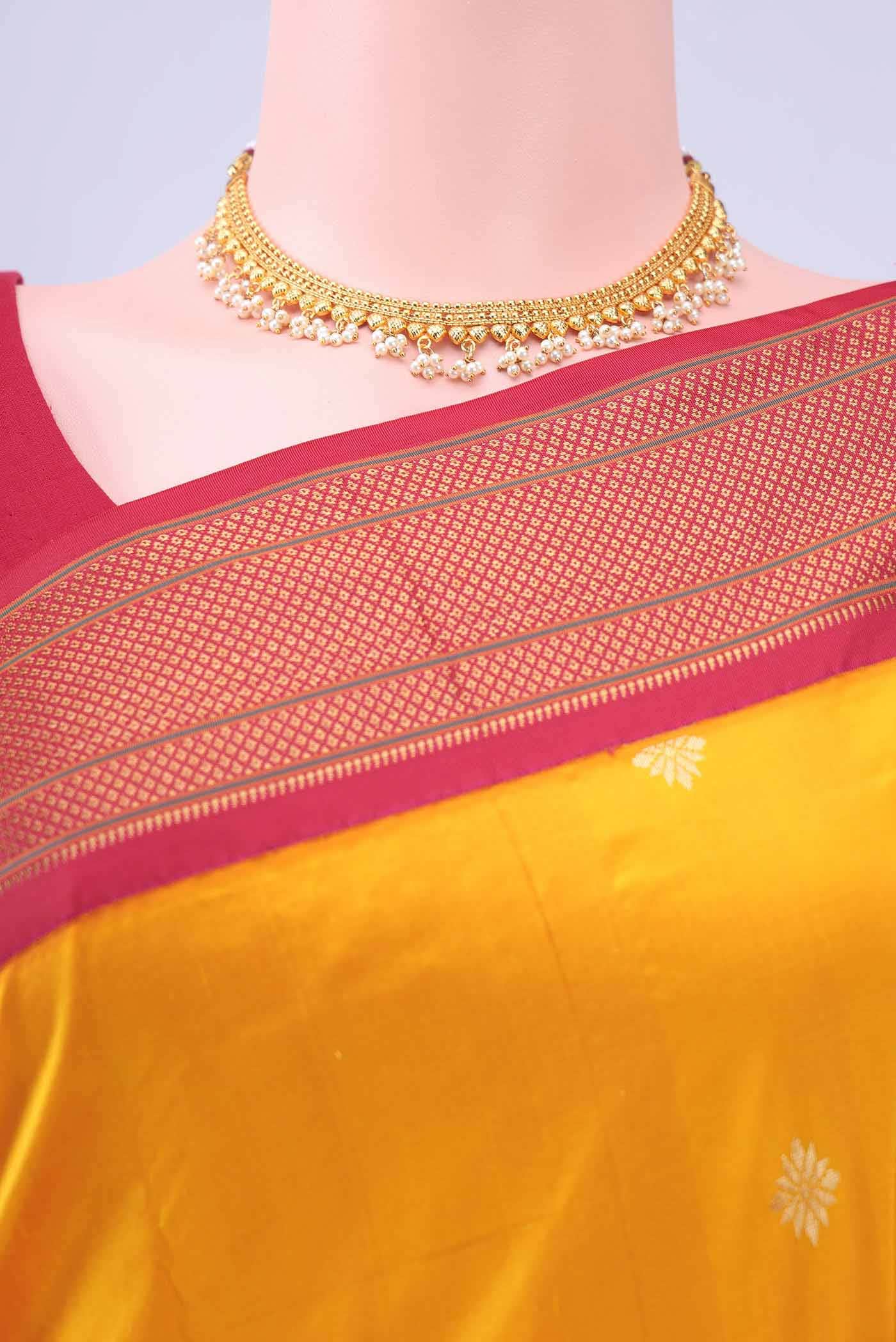 Yellow Blended Bangalore Silk - kadyal Saree - Image 3