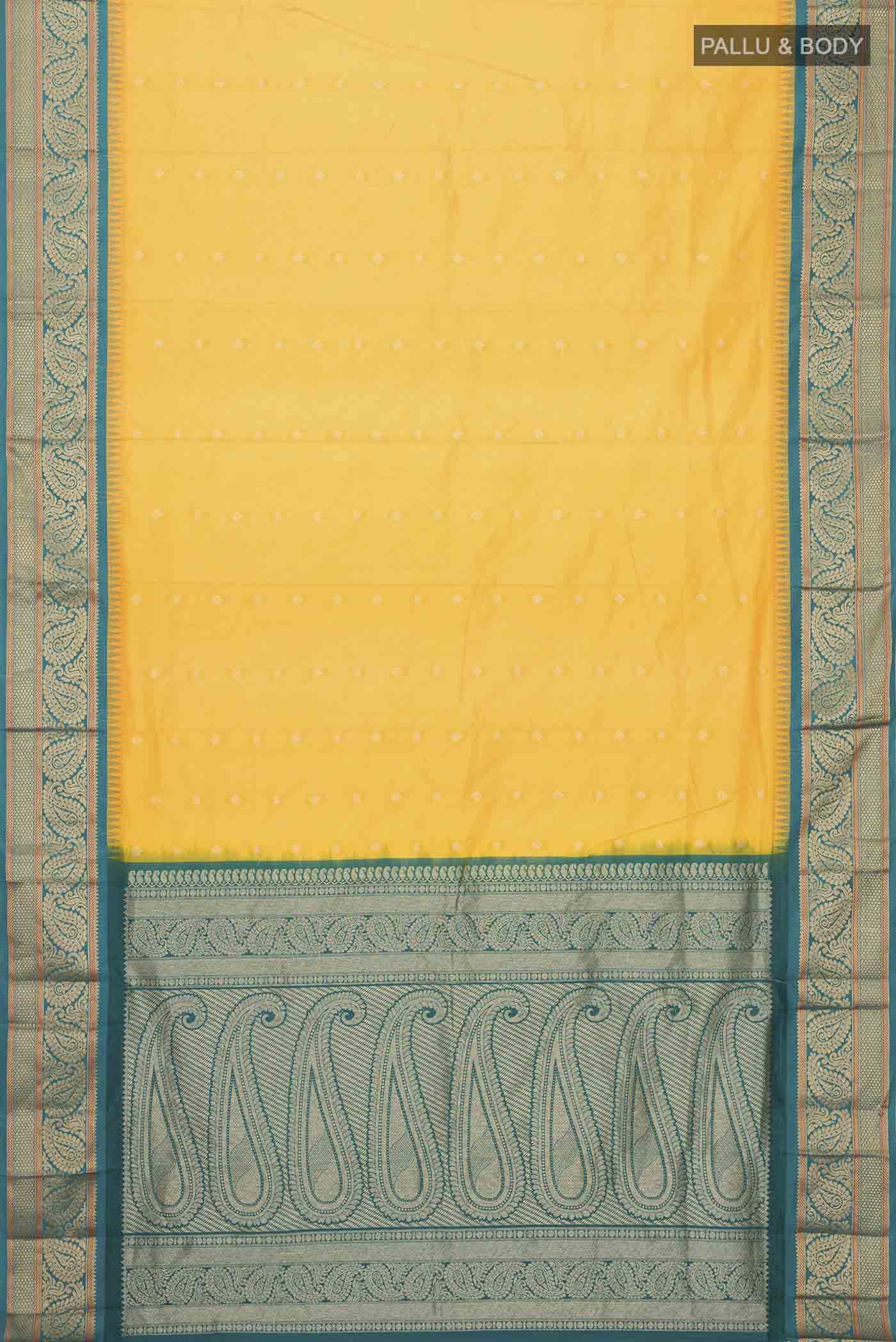 Yellow Blended Bangalore Silk Saree - Image 3