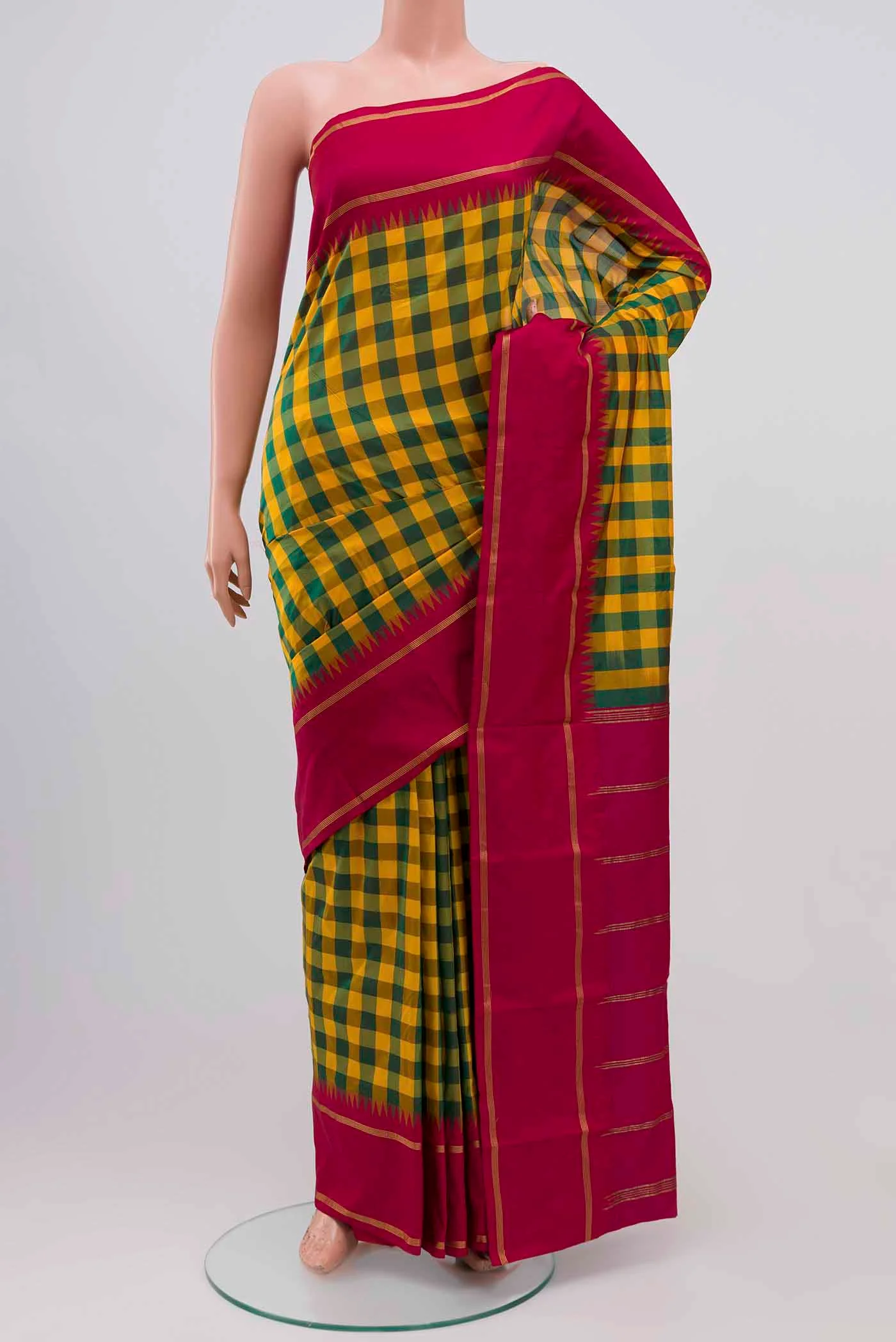 Yellow Blended Bangalore Silk Saree