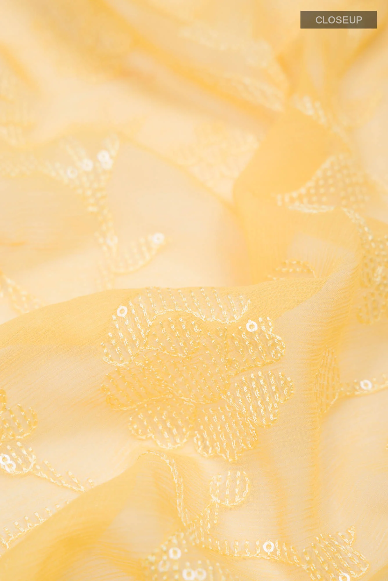 Yellow Blended Chiffon Saree - Image 2