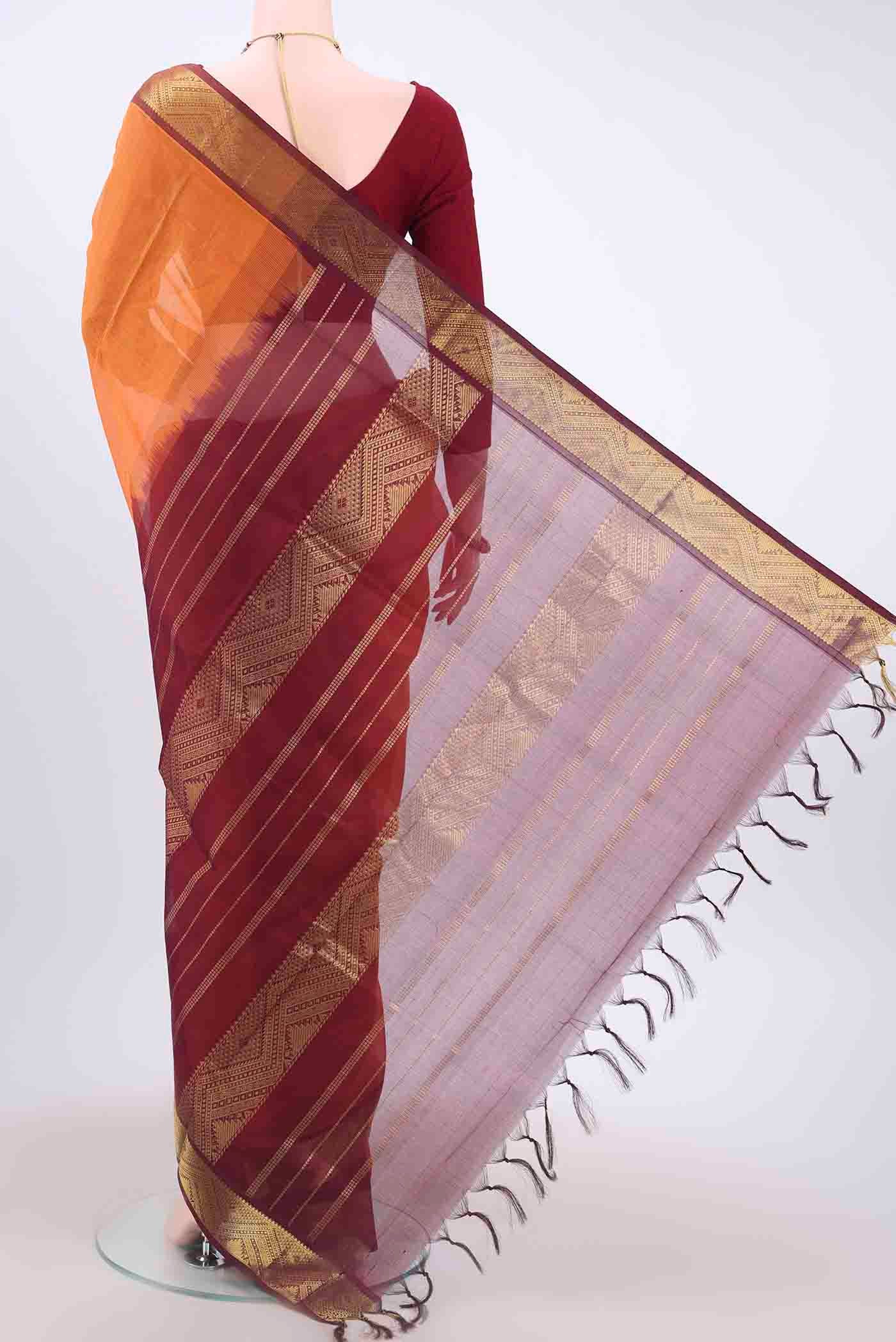 Yellow Blended Coimbatore Silk Cotton Saree - Image 3