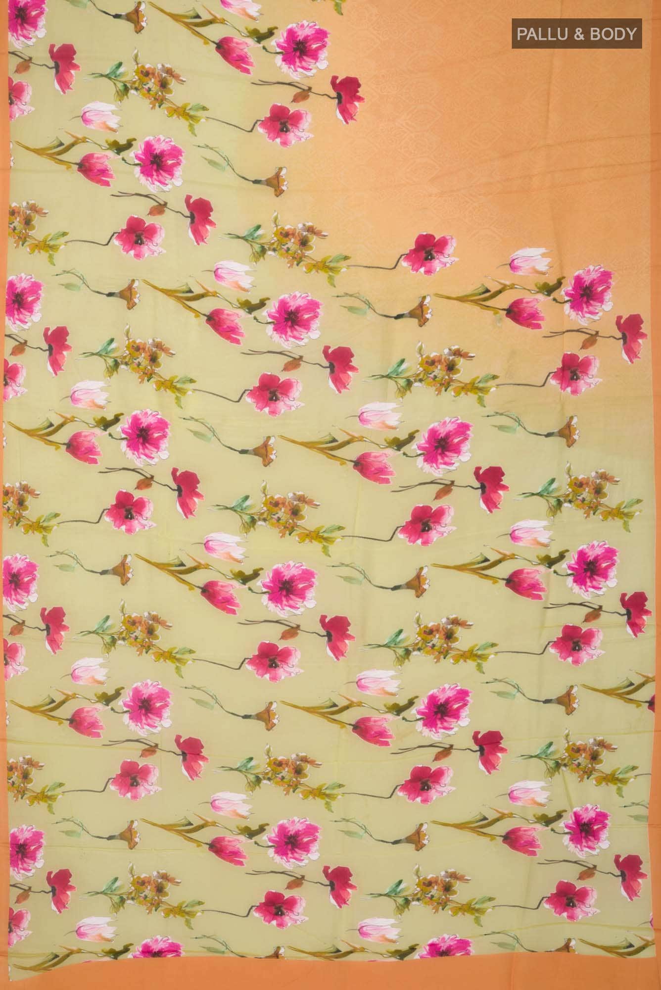Orange Blended Viscose Crepe Saree - Image 2