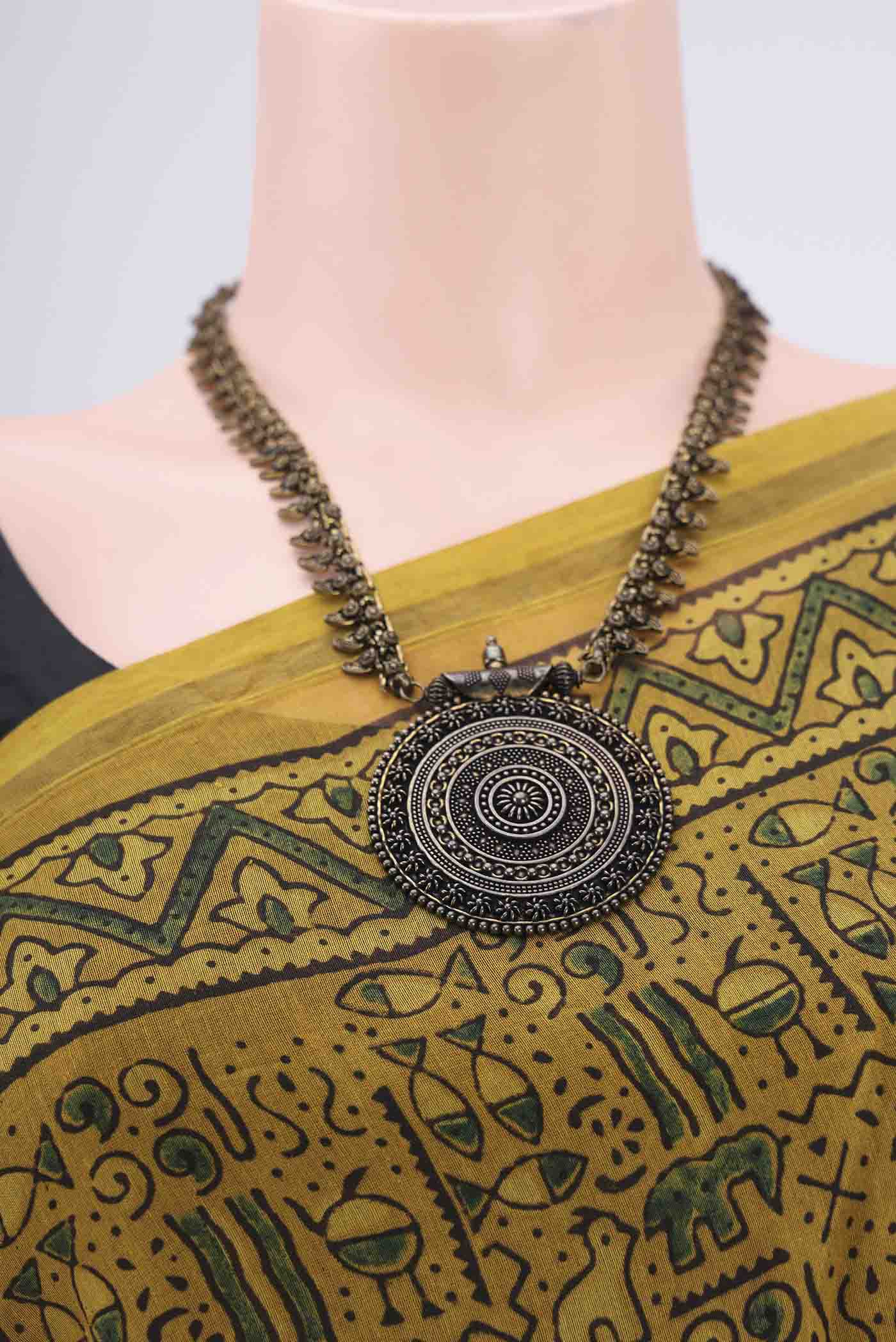 Mustard Chanderi Silk Cotton Saree - Image 2