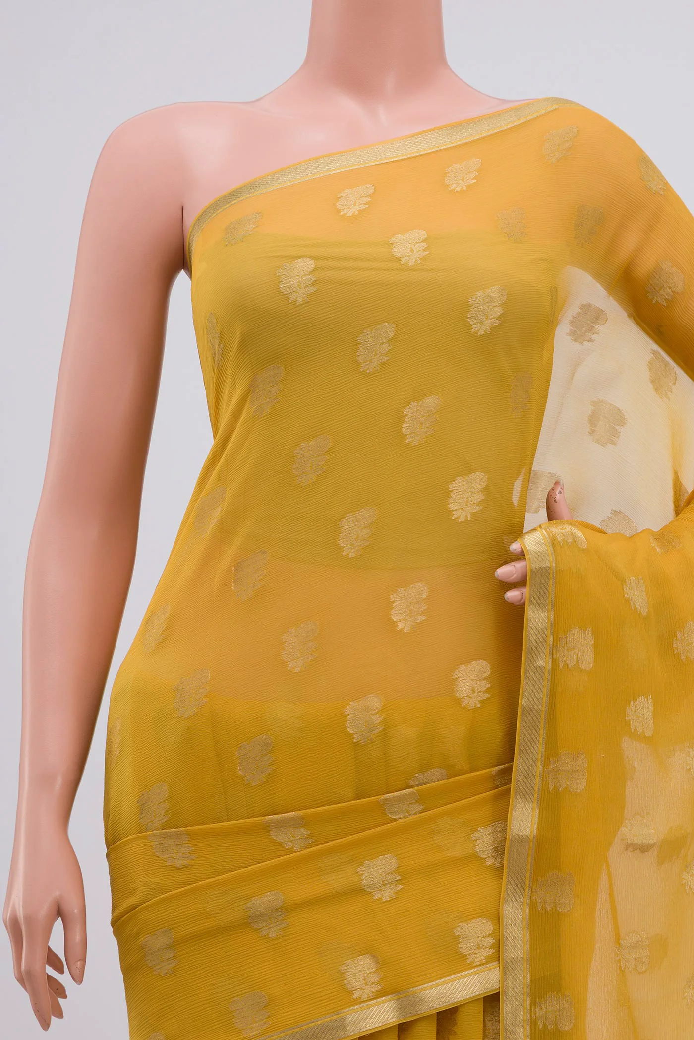 Yellow Mysore Chiffon Saree - Image 2