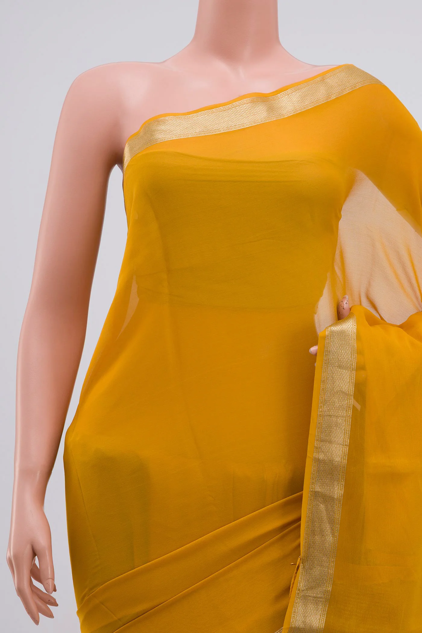 Yellow Chiffon Saree - Image 2