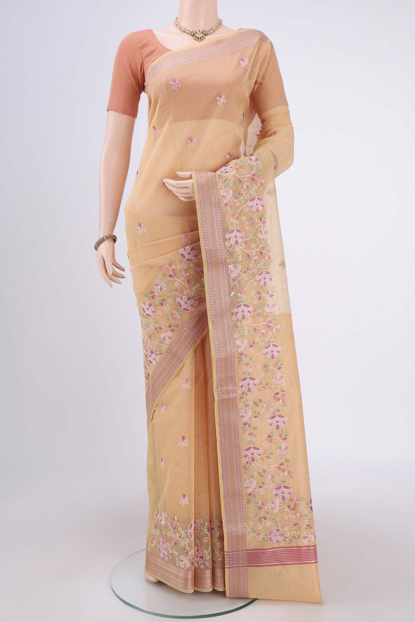 Sandal Blended Kota Cotton Saree