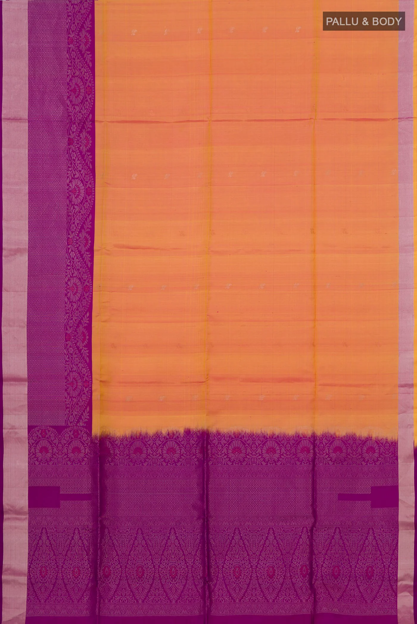 Pinkish Yellow Dual Tone Soft Silk Saree - Image 5