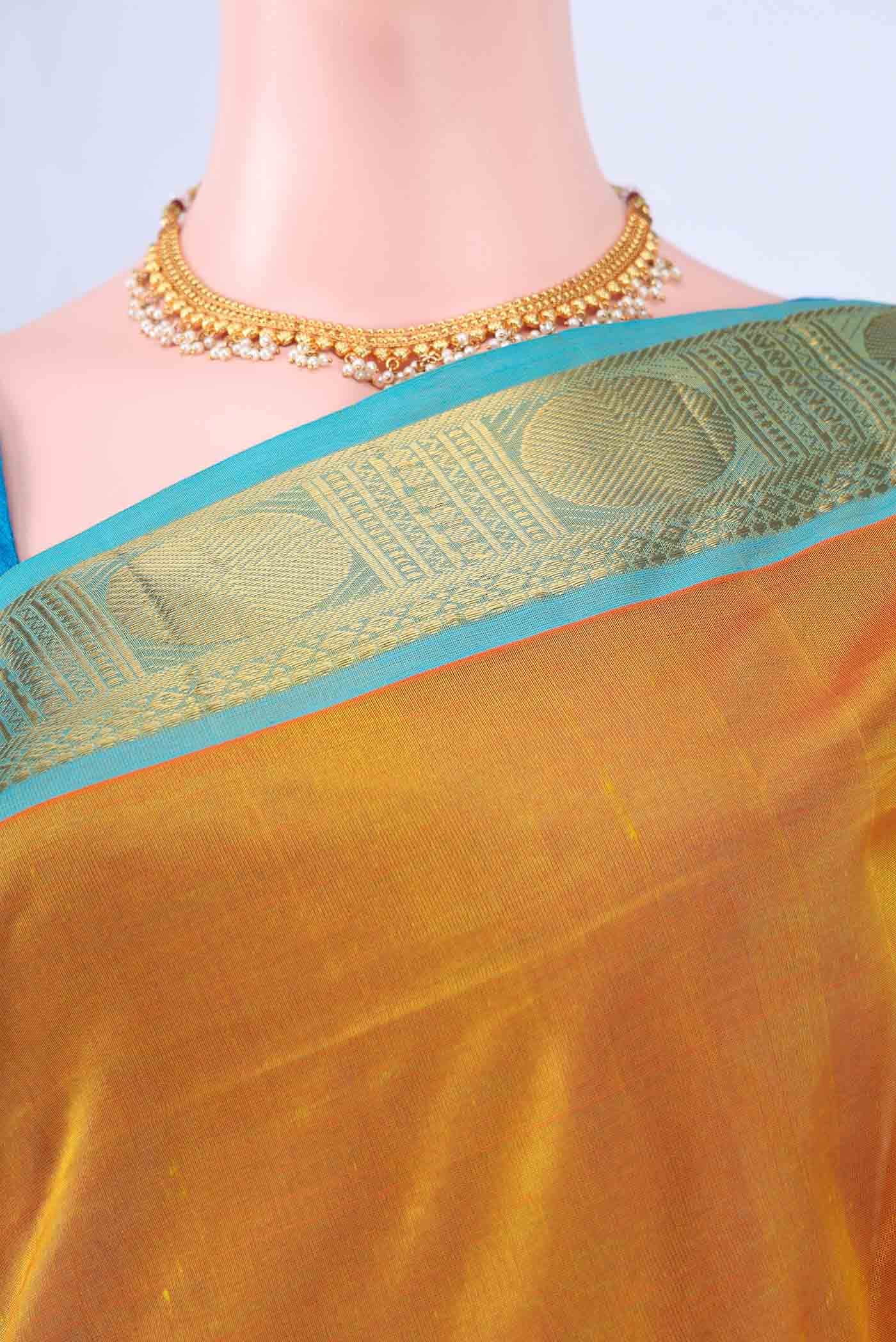 Yellow Coimbatore Silk Cotton Saree - Image 3