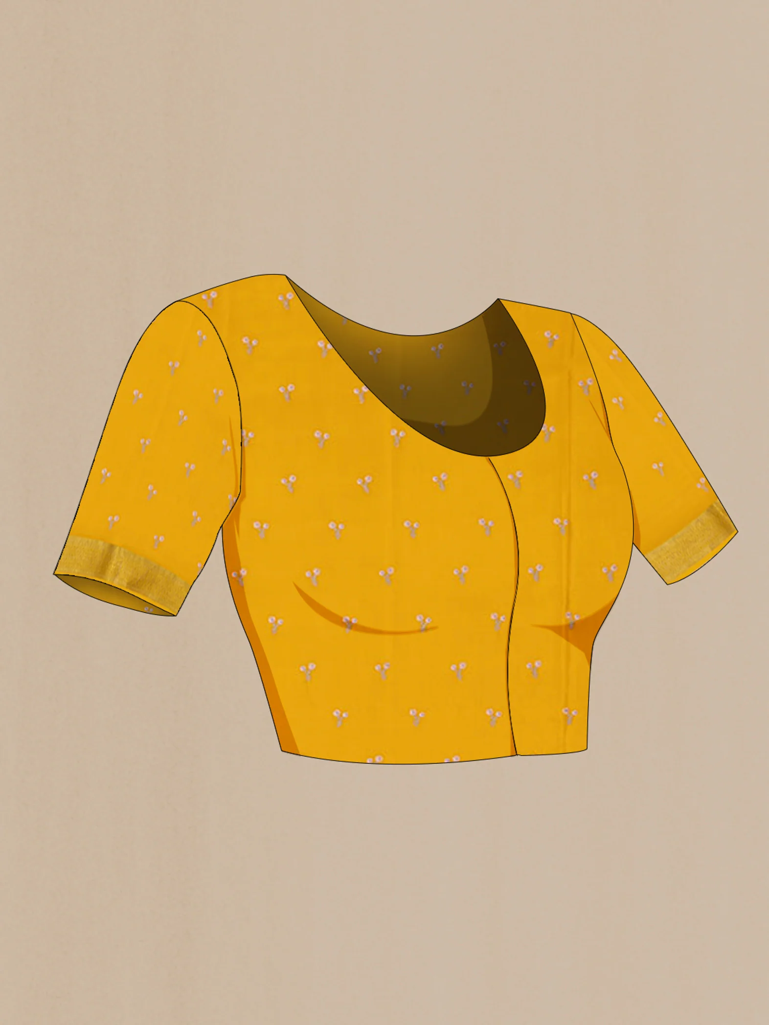 Yellow Mysore Crepe Saree - Image 4