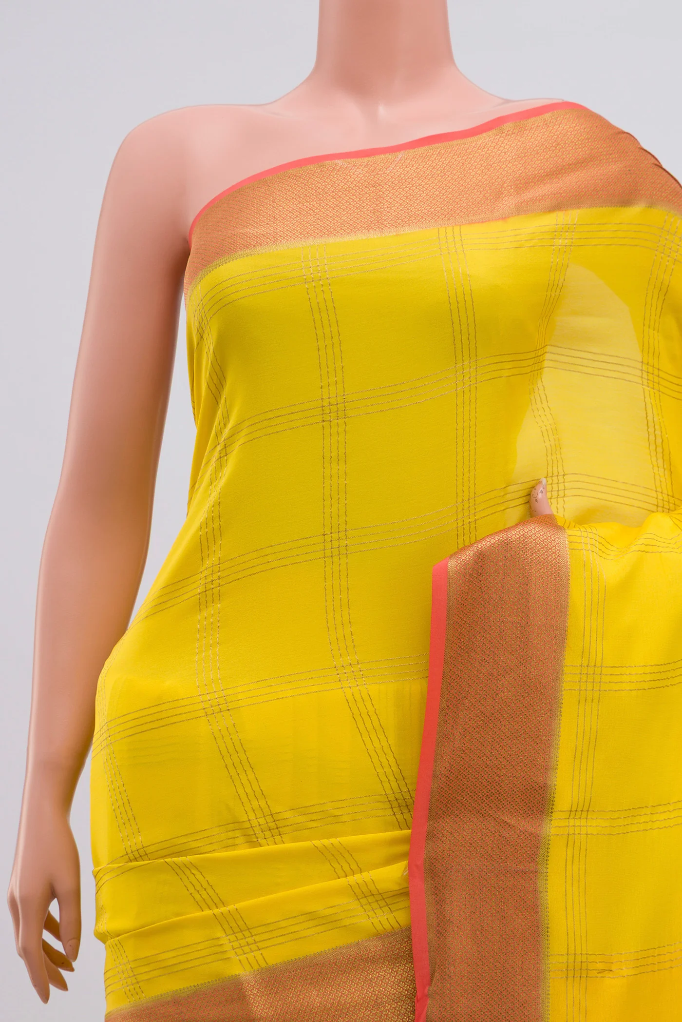 Yellow Mysore Crepe Saree - Image 2