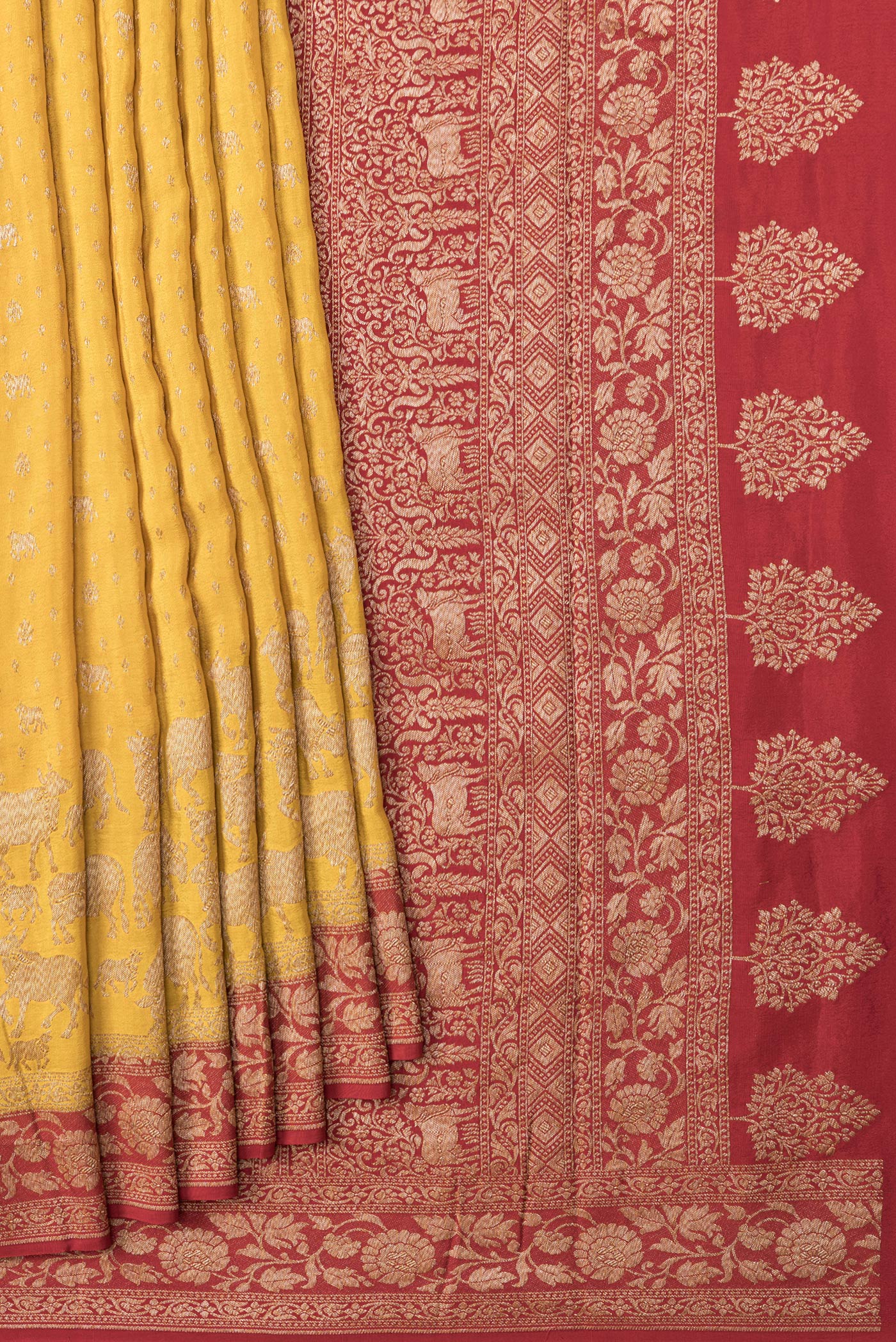 Yellow Banarasi Georgette Saree - Image 4