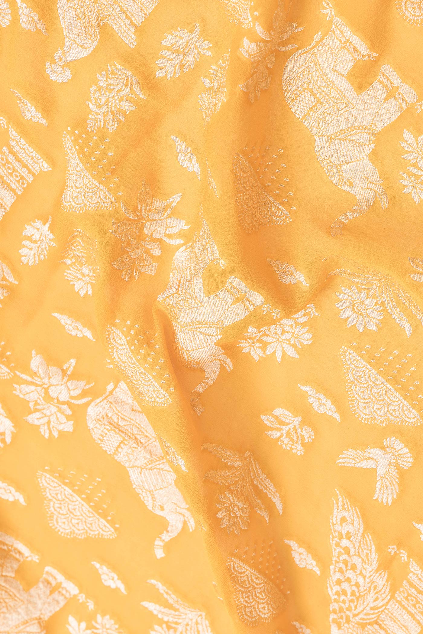 Yellow Banarasi Georgette Saree - Image 2