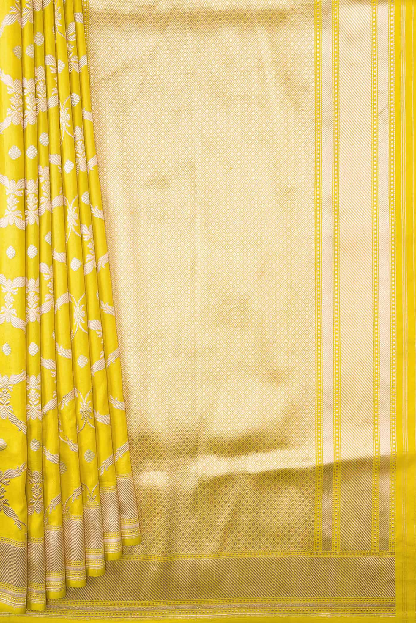 Yellow Dual Tone Banarasi Silk Saree - Image 4