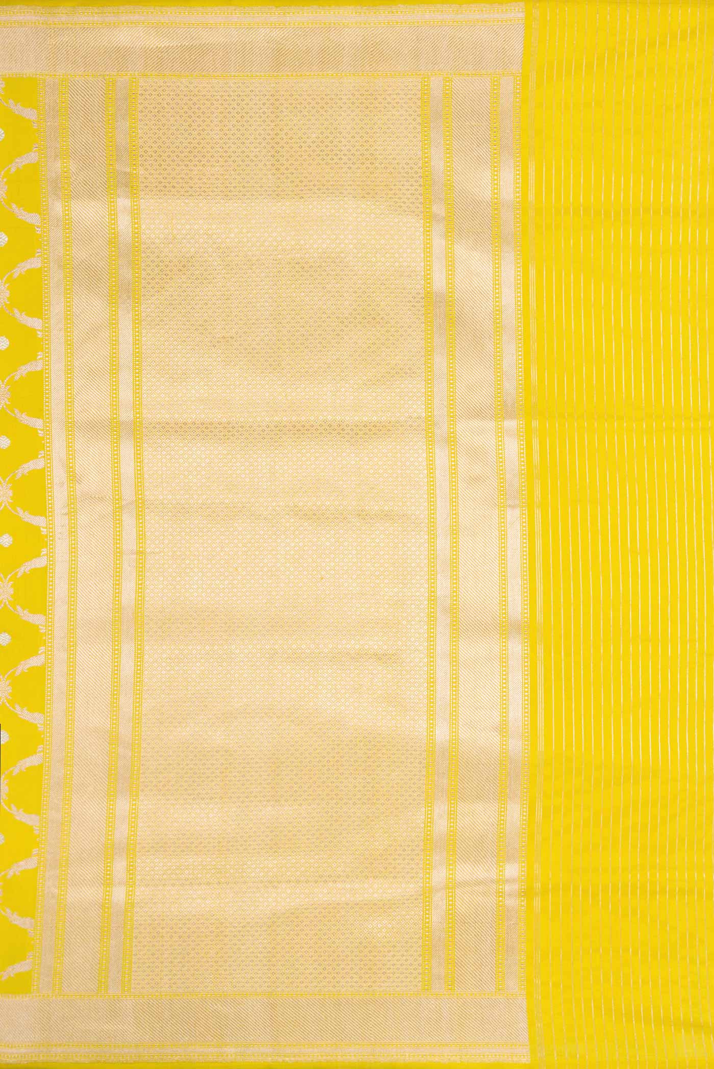 Yellow Dual Tone Banarasi Silk Saree - Image 7