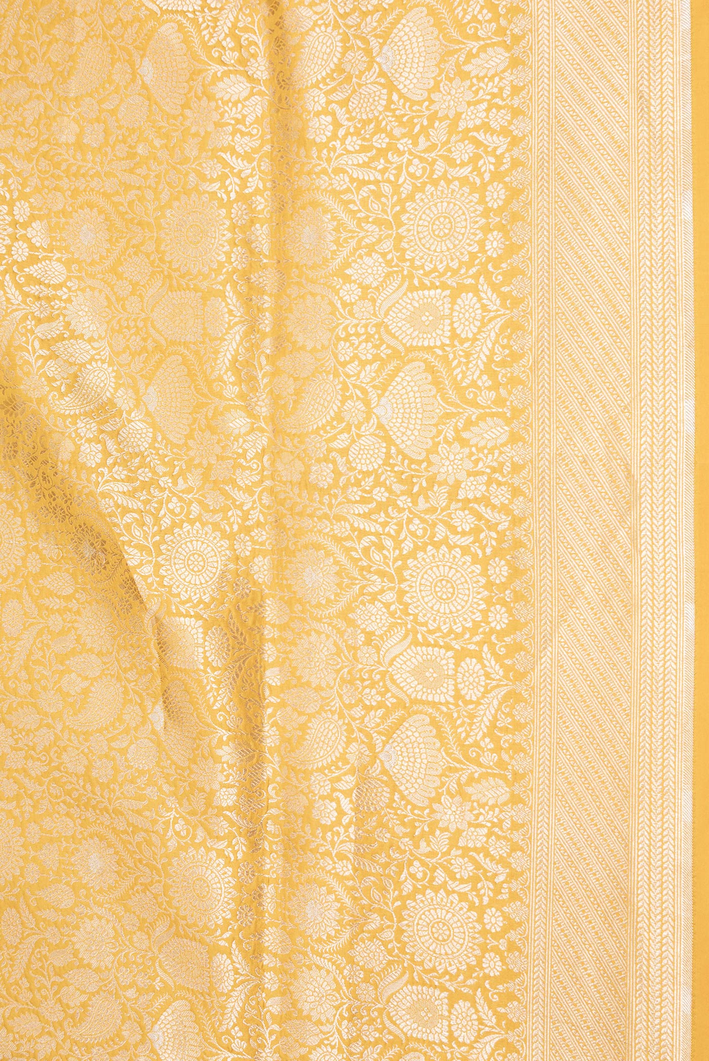 Yellow Banarasi Silk Saree - Image 3