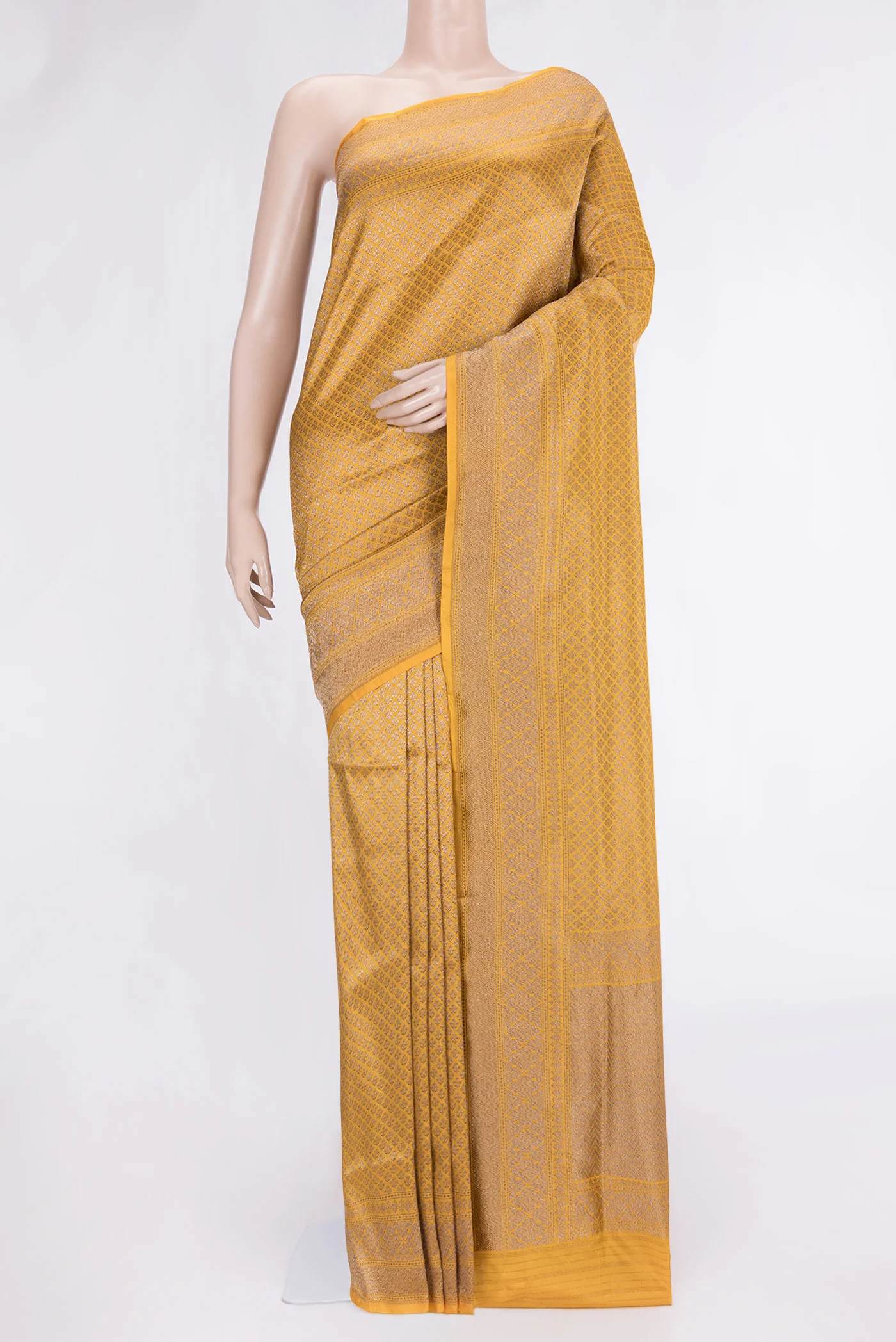 Mustard Banarasi Silk Saree