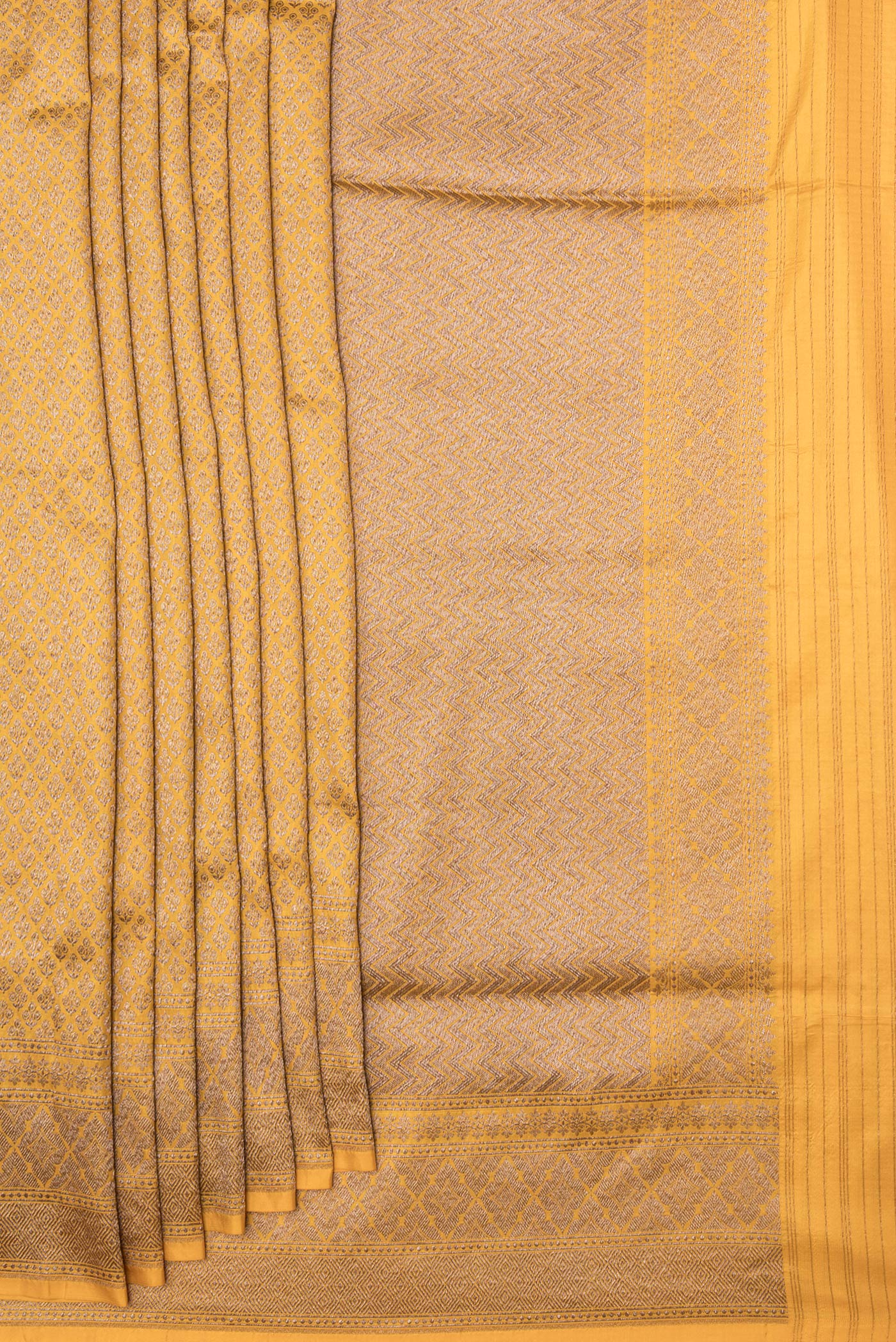 Mustard Banarasi Silk Saree - Image 4