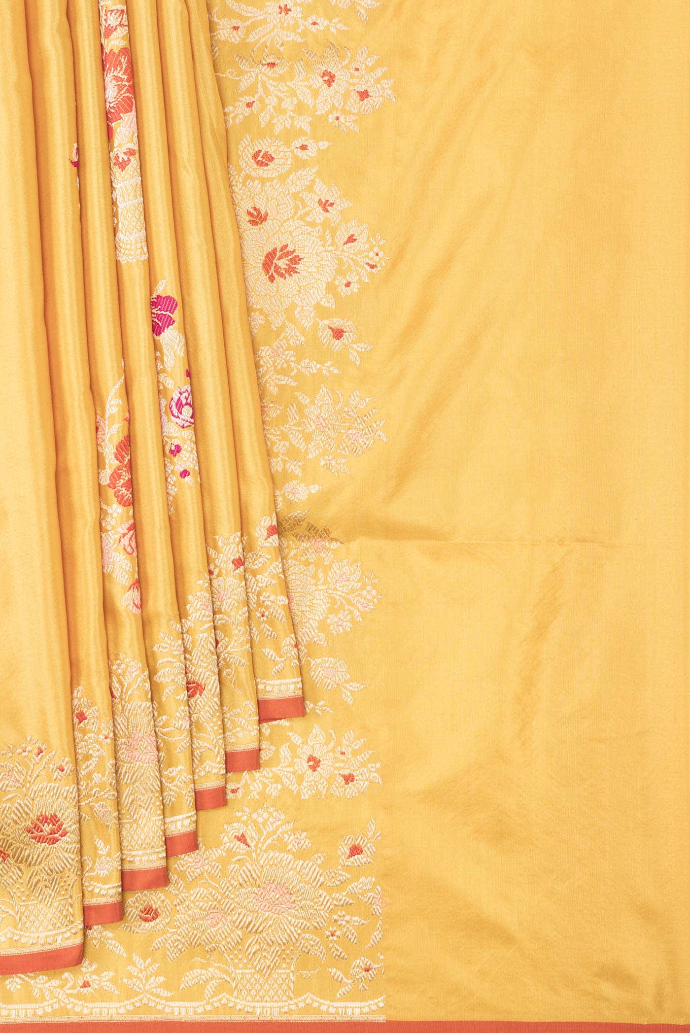 Yellow Dual Tone Banarasi Silk Saree - Image 2