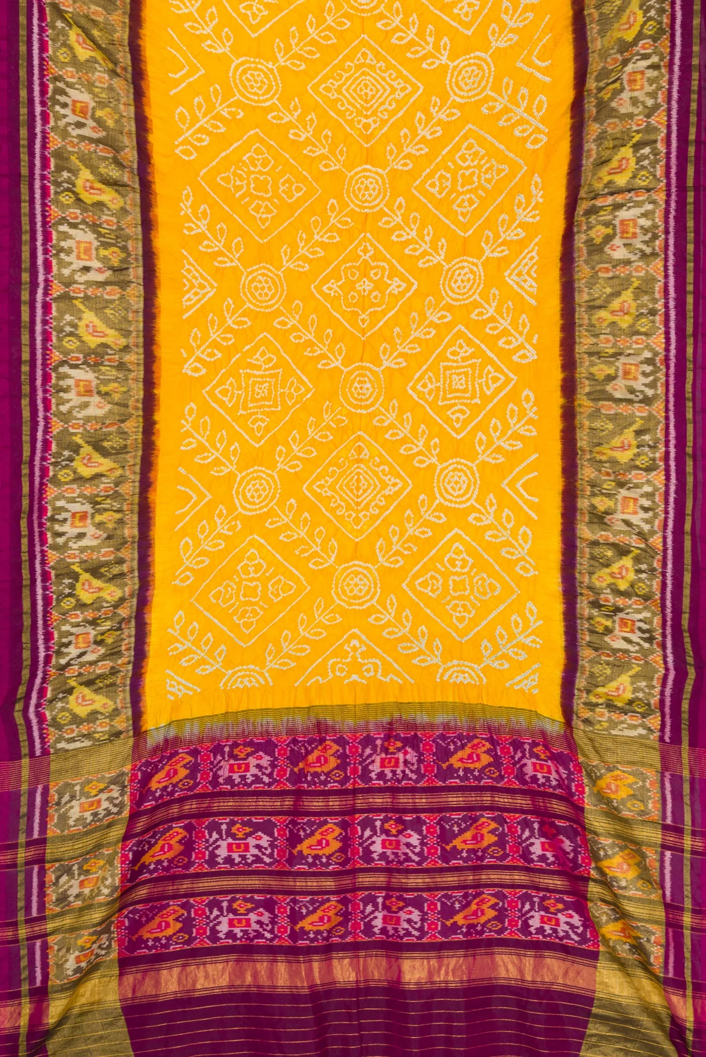Yellow Bandhani Silk Saree - Image 6