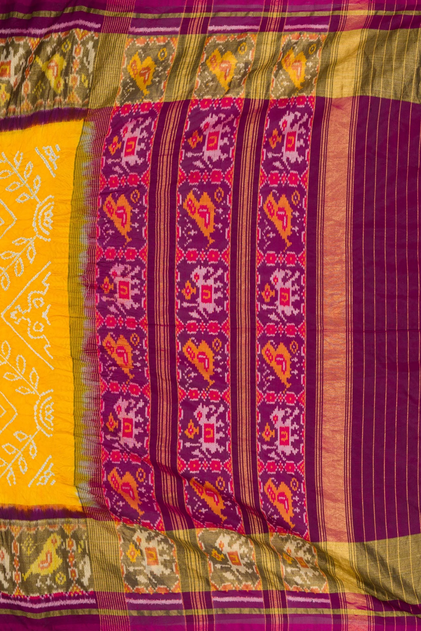 Yellow Bandhani Silk Saree - Image 7