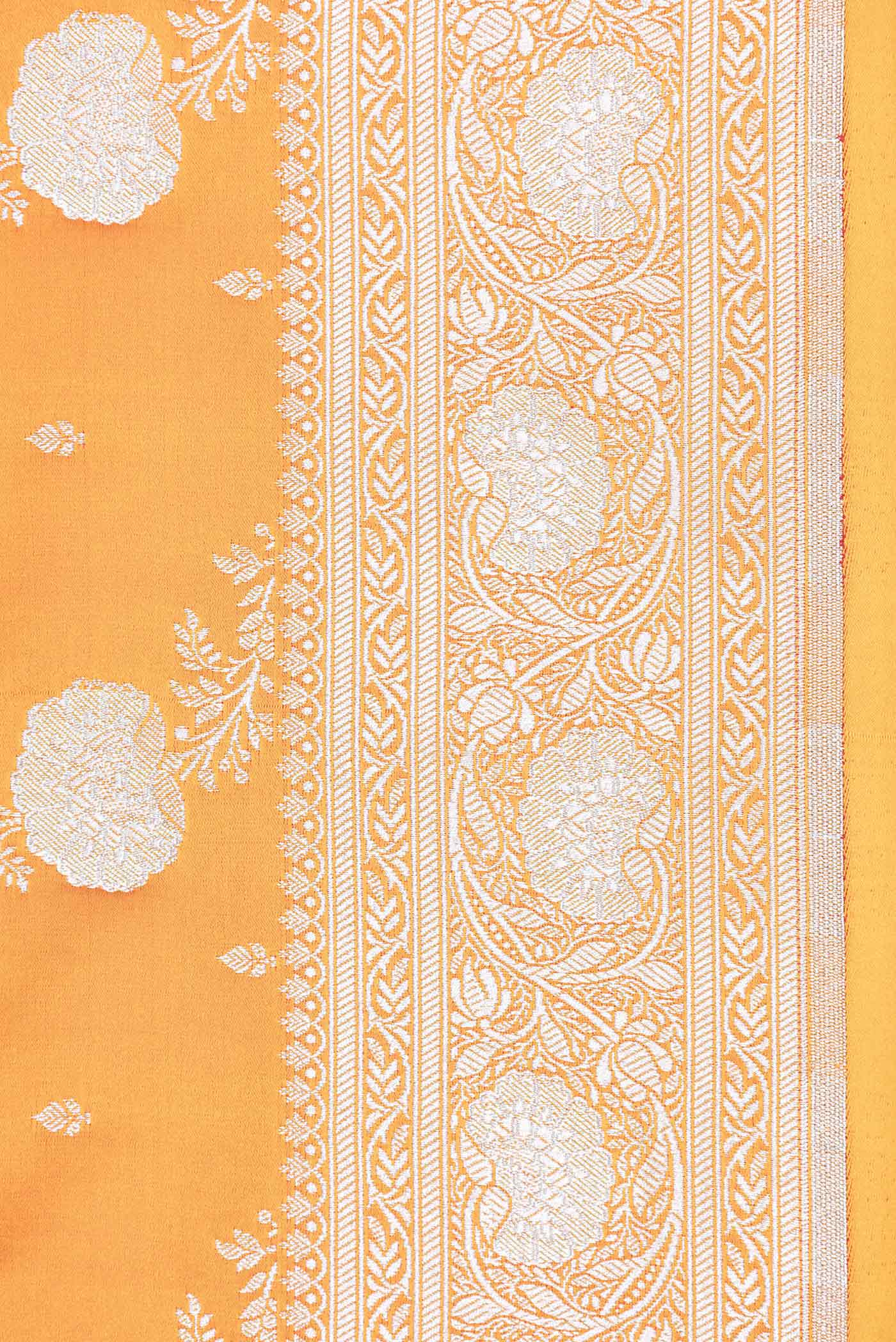 Yellow Dual Tone Blended Banarasi Silk Saree - Image 3