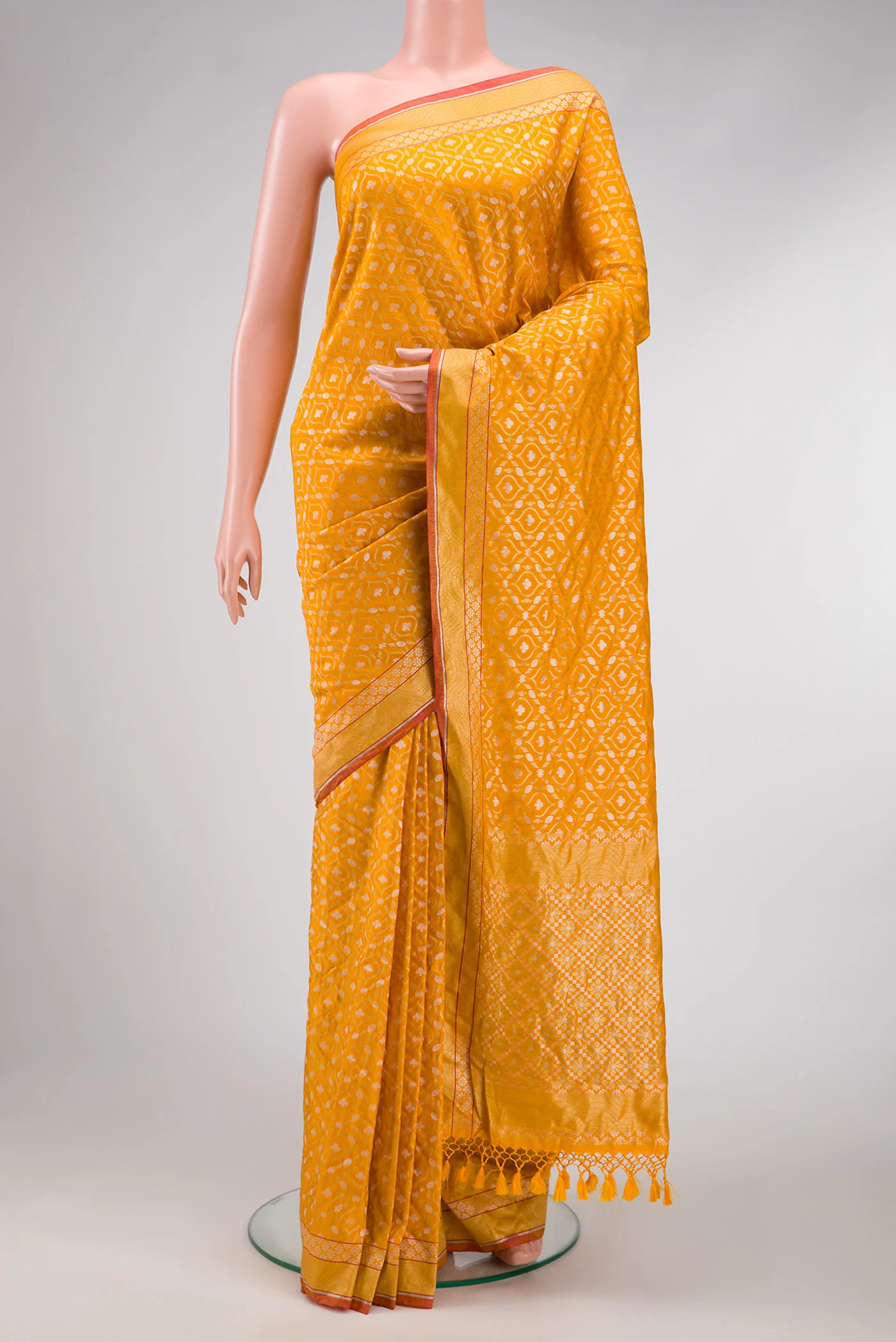 Yellow Blended Banarasi Silk Saree